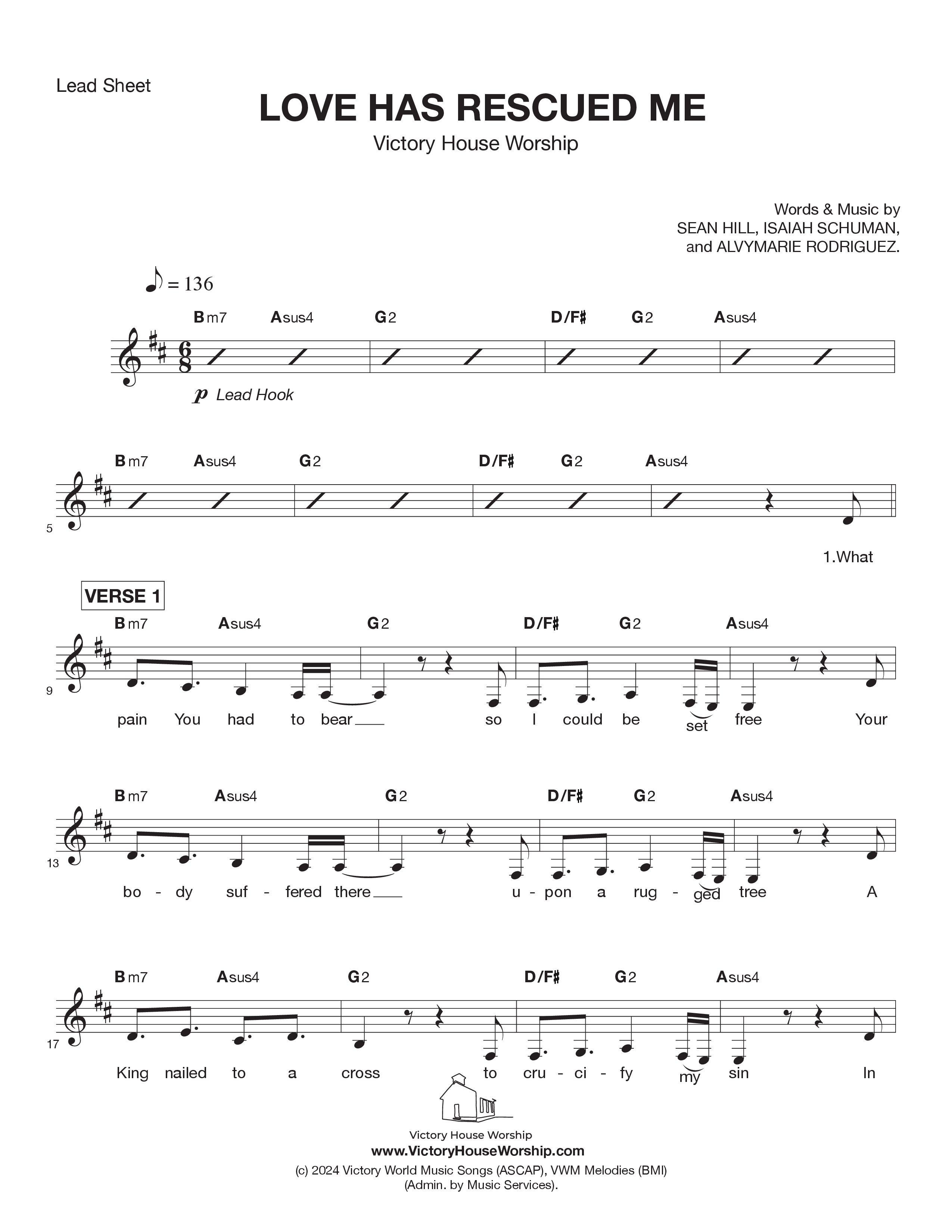 Love Has Rescued Me Lead Sheet Melody (Victory House Worship)