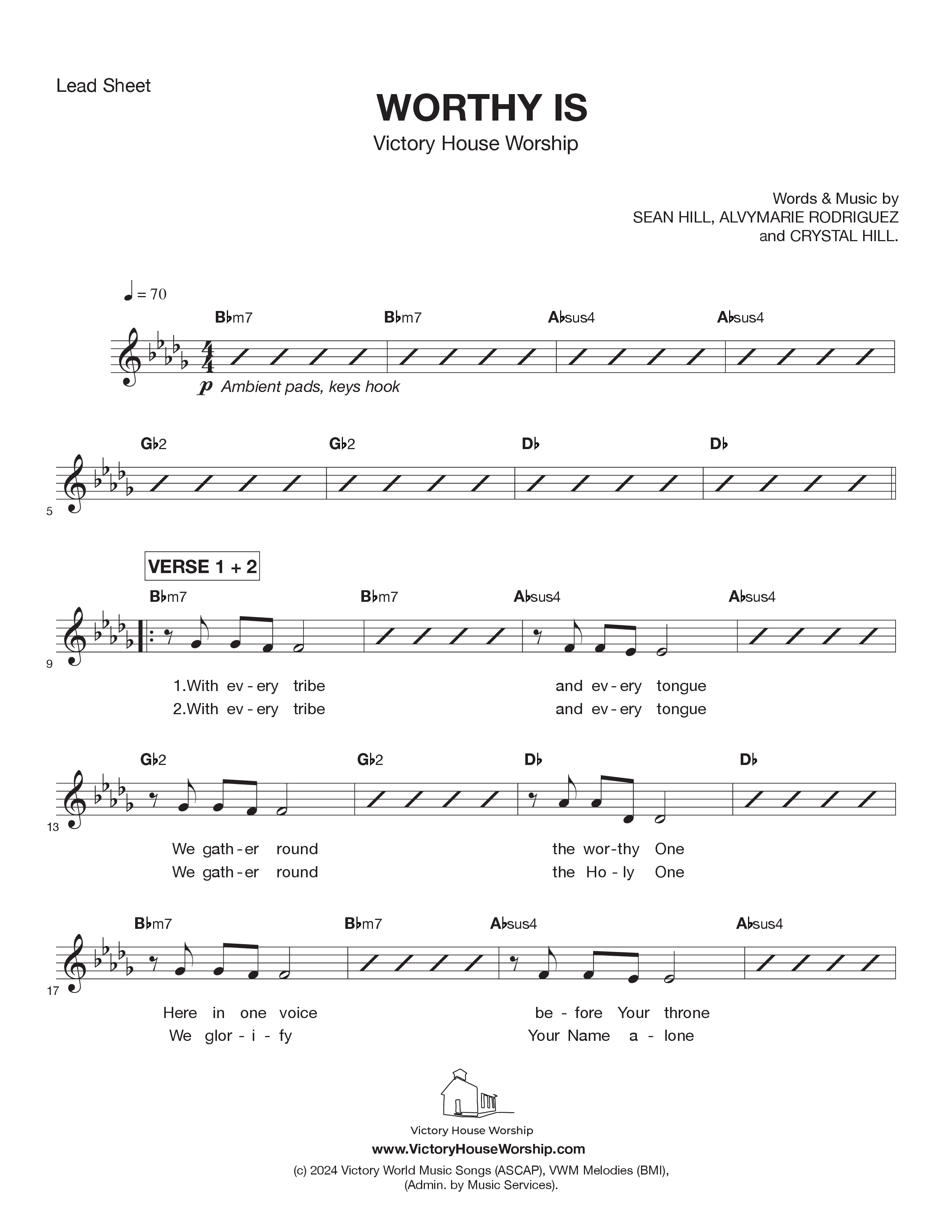 Worthy Is Lead Sheet Melody (Victory House Worship)
