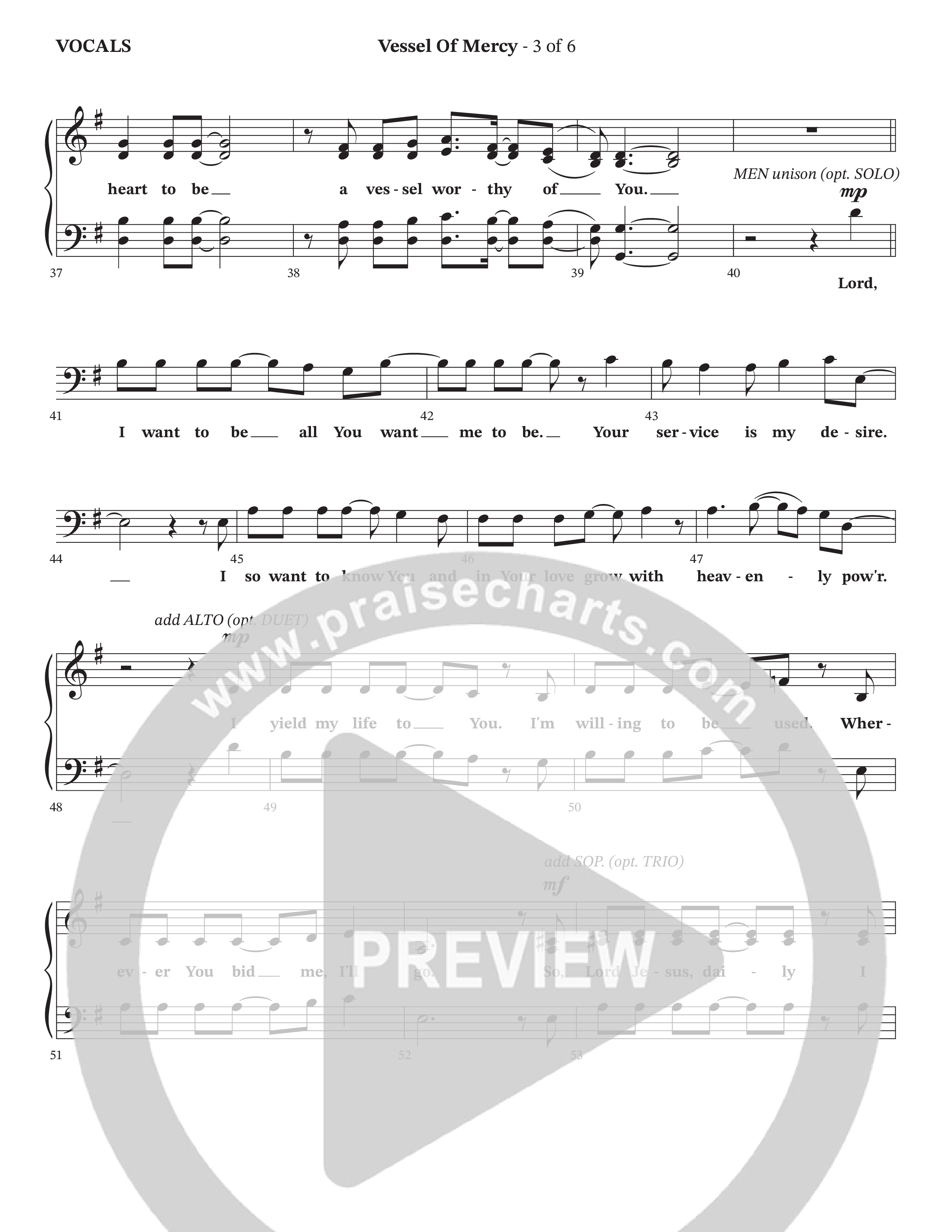Vessel Of Mercy (Choral Anthem SATB) Choir Sheet (Arr. Cliff Duren / Orch. Brian Eads / Legacy Five)