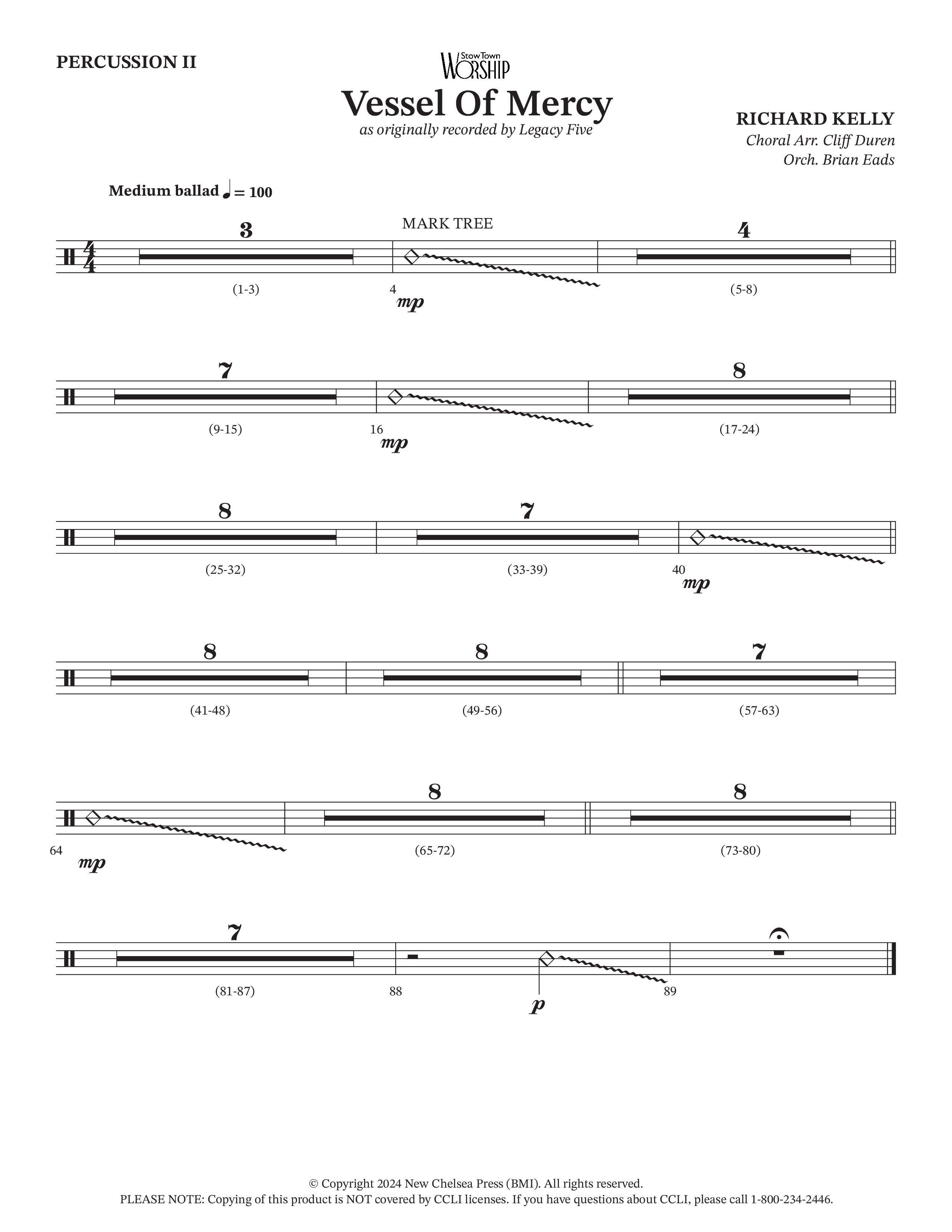 Vessel Of Mercy (Choral Anthem SATB) Percussion 1/2 (Arr. Cliff Duren / Orch. Brian Eads / Legacy Five)