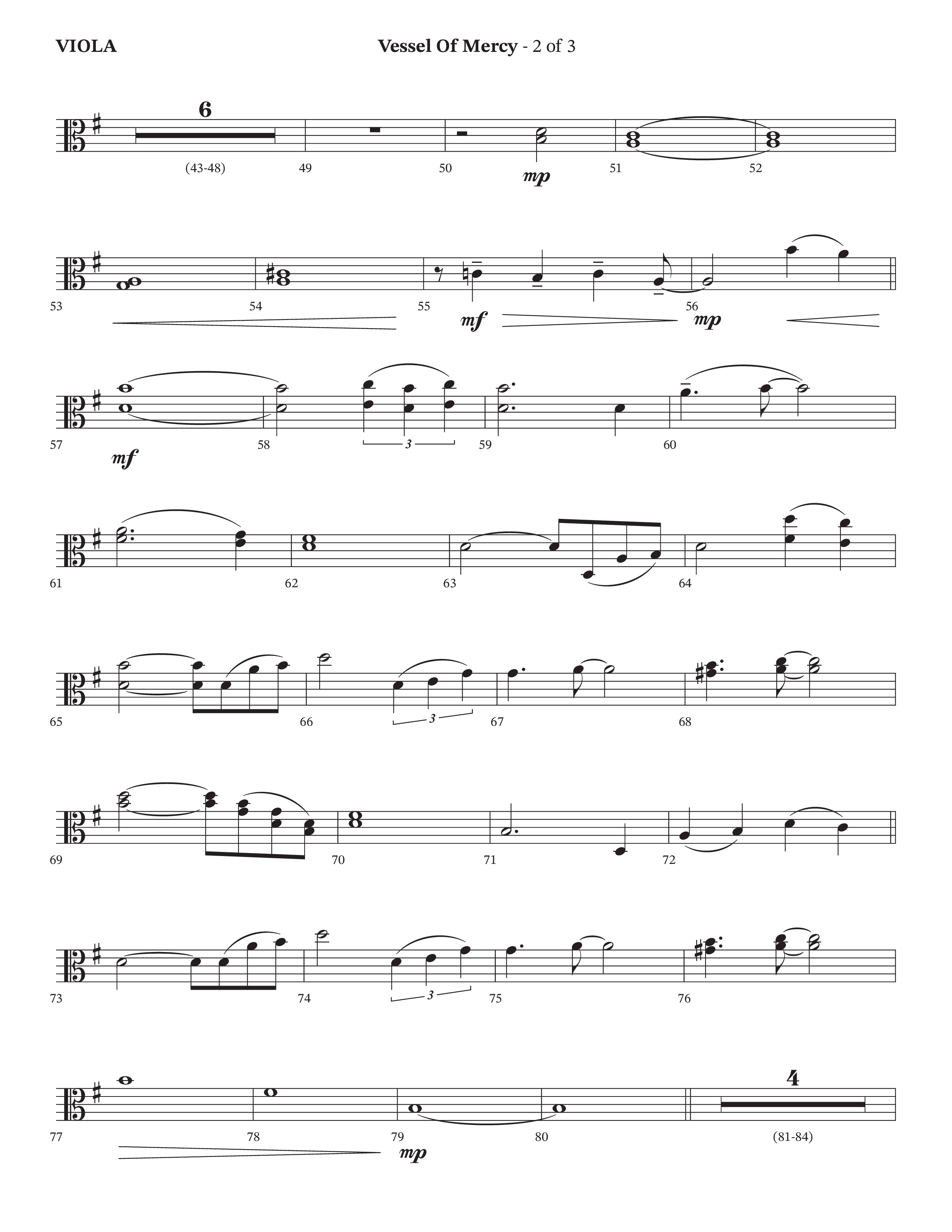 Vessel Of Mercy (Choral Anthem SATB) Viola (Arr. Cliff Duren / Orch. Brian Eads / Legacy Five)