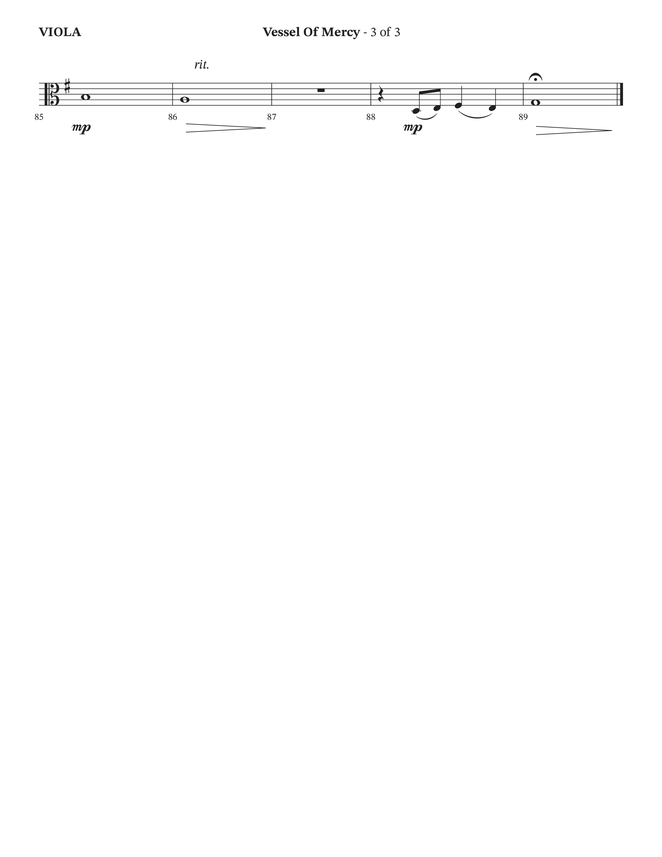 Vessel Of Mercy (Choral Anthem SATB) Viola (Arr. Cliff Duren / Orch. Brian Eads / Legacy Five)