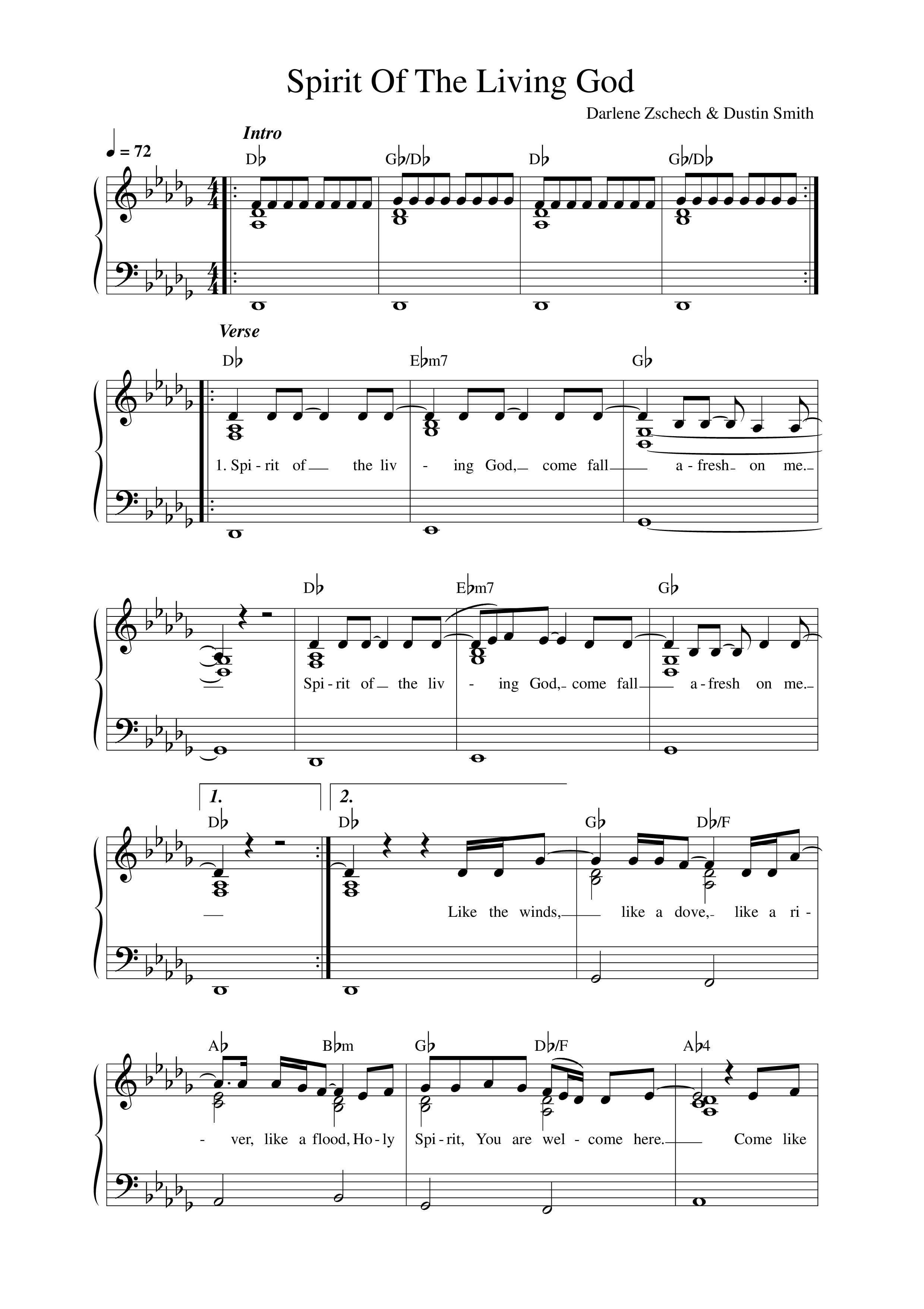 Spirit Of The Living God Lead Sheet Melody (Darlene Zschech)