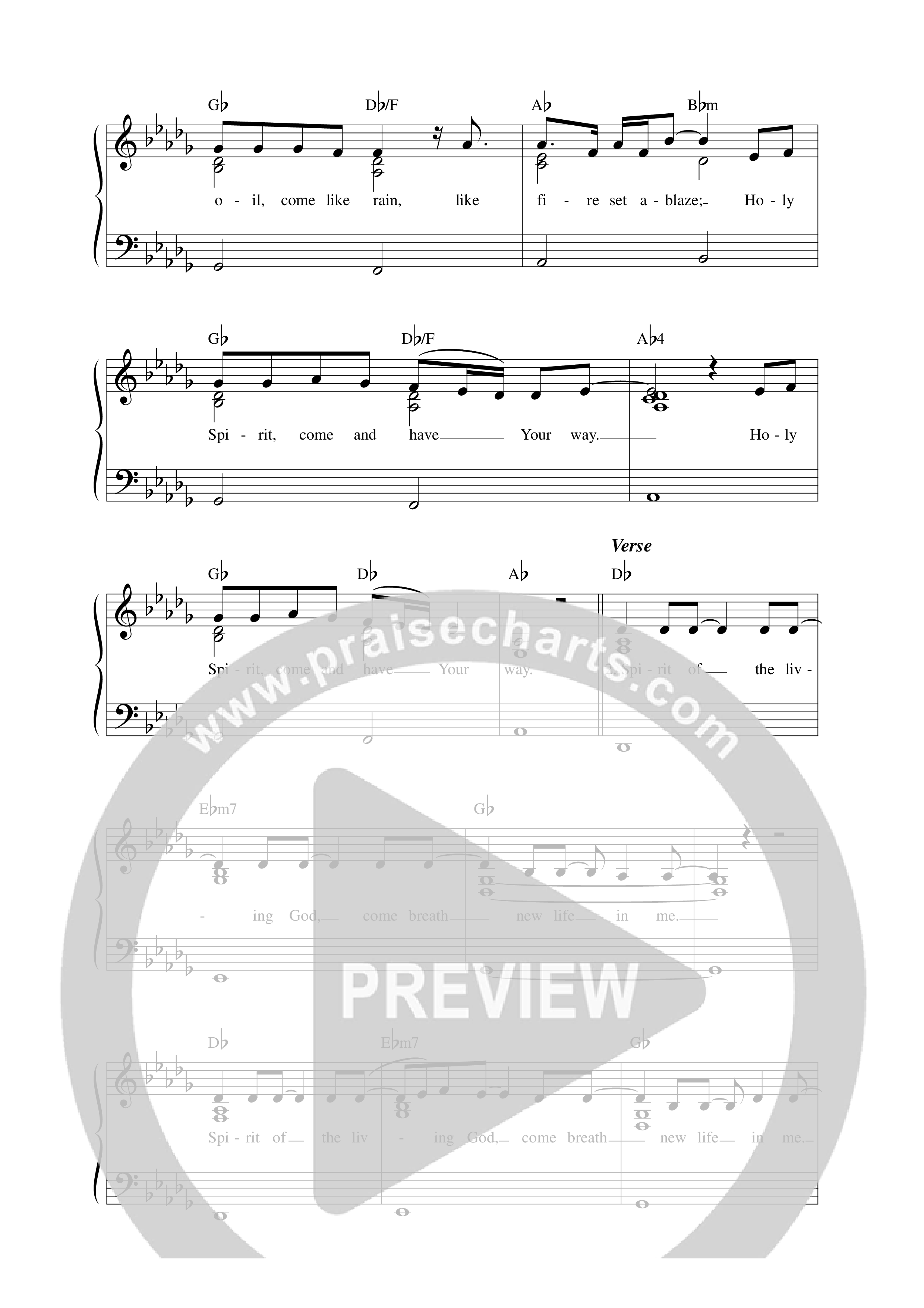 Spirit Of The Living God Lead Sheet Melody (Darlene Zschech)