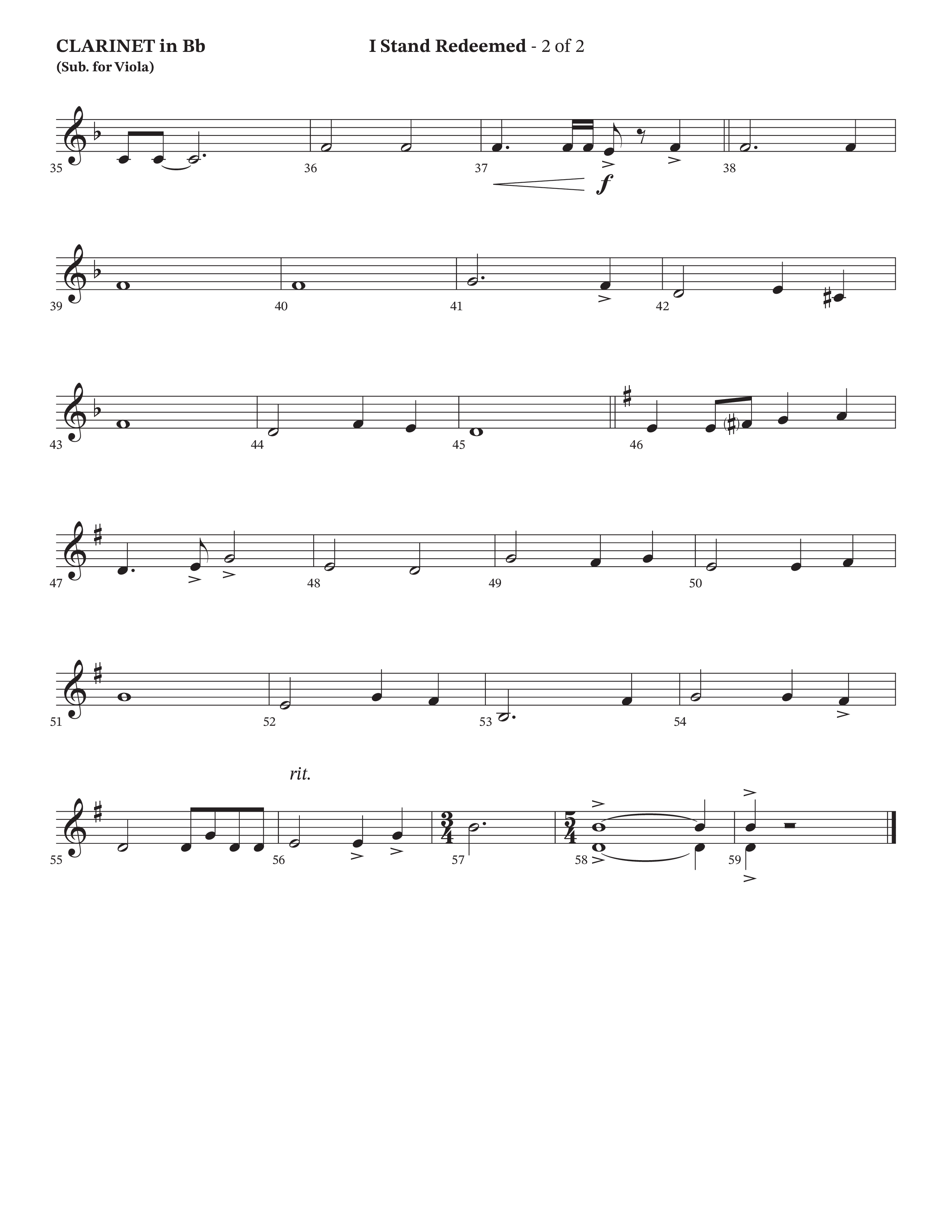 I Stand Redeemed (Choral Anthem SATB) Clarinet (Arr. Josh Stewart / Orch. Wayne Haun / Legacy Five)