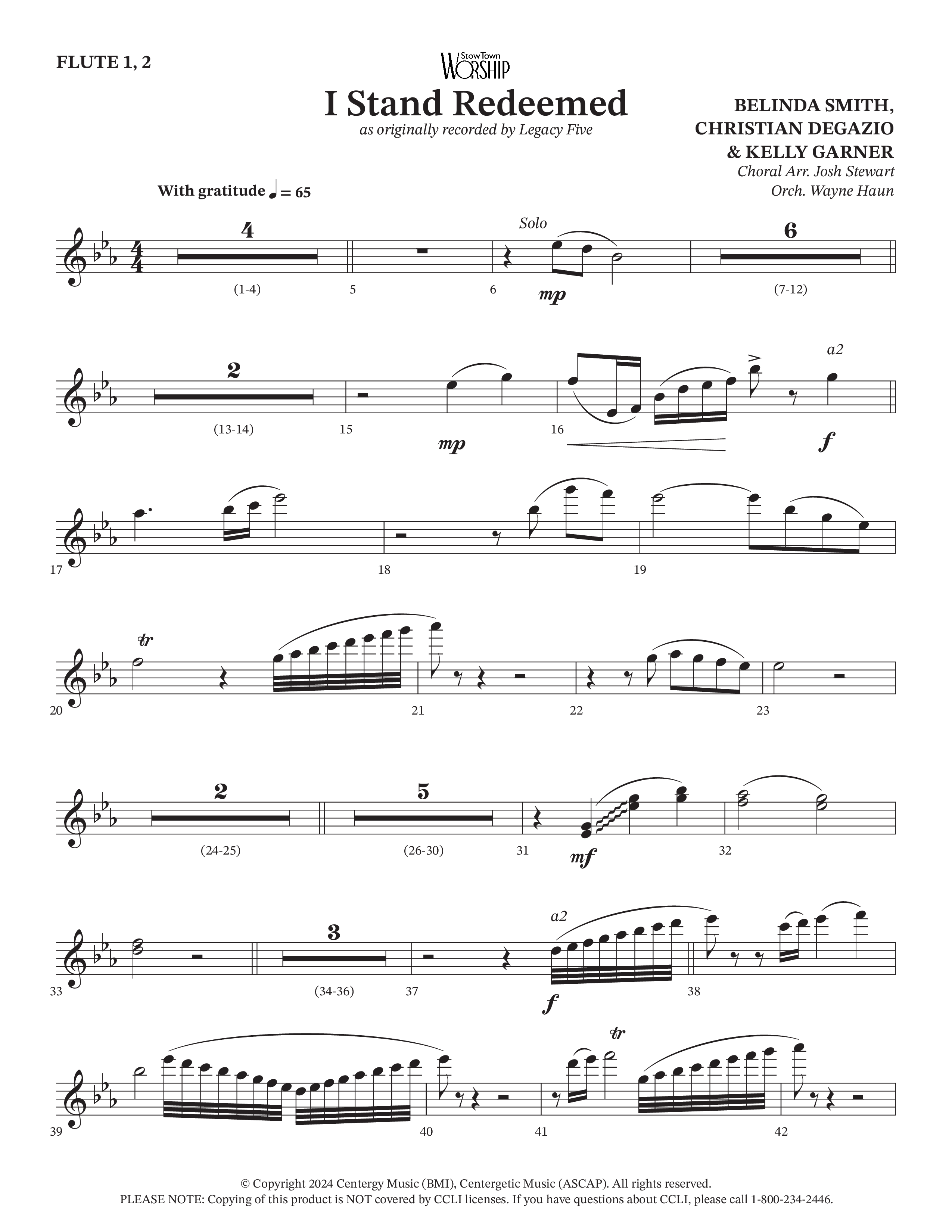 I Stand Redeemed (Choral Anthem SATB) Wind Pack (Arr. Josh Stewart / Orch. Wayne Haun / Legacy Five)
