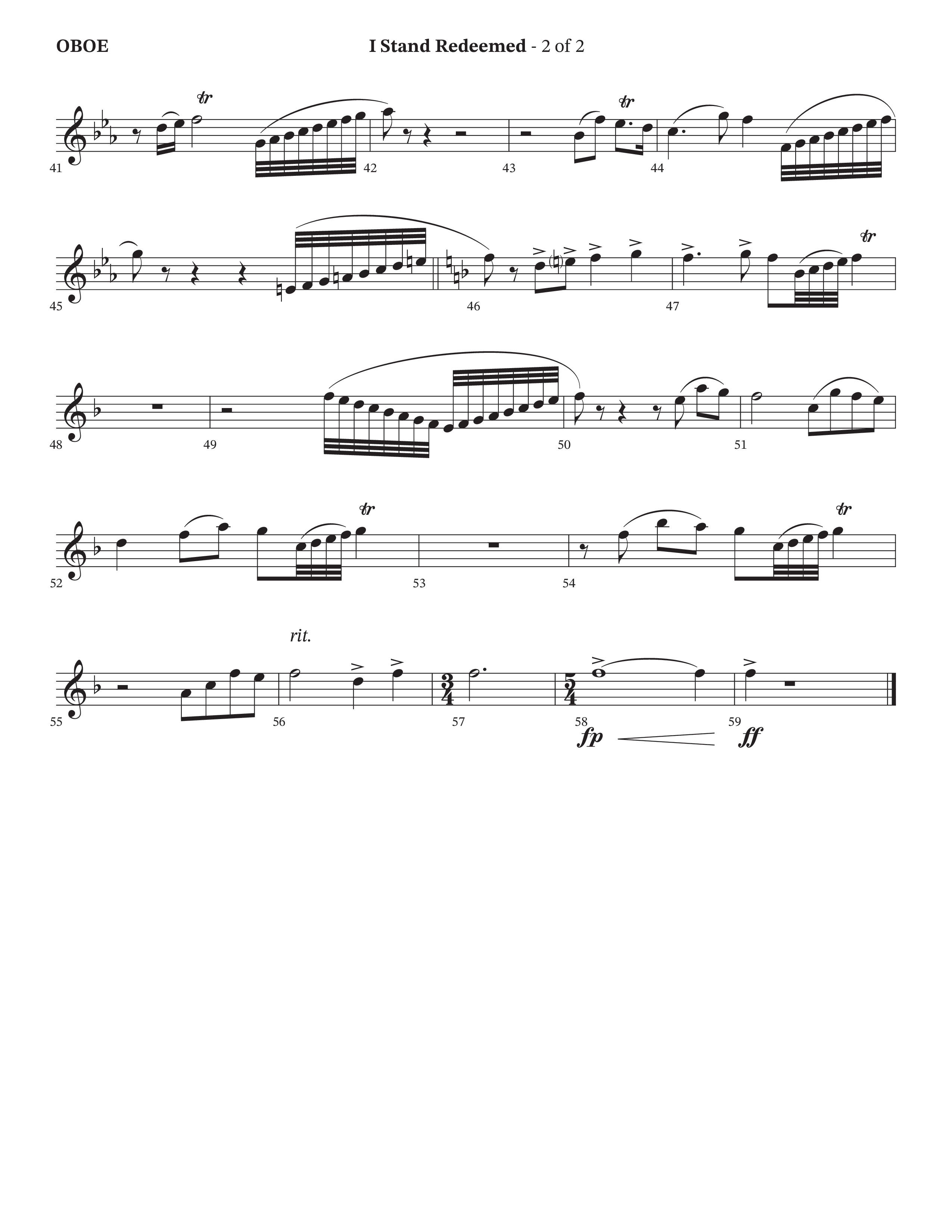 I Stand Redeemed (Choral Anthem SATB) Oboe (Arr. Josh Stewart / Orch. Wayne Haun / Legacy Five)