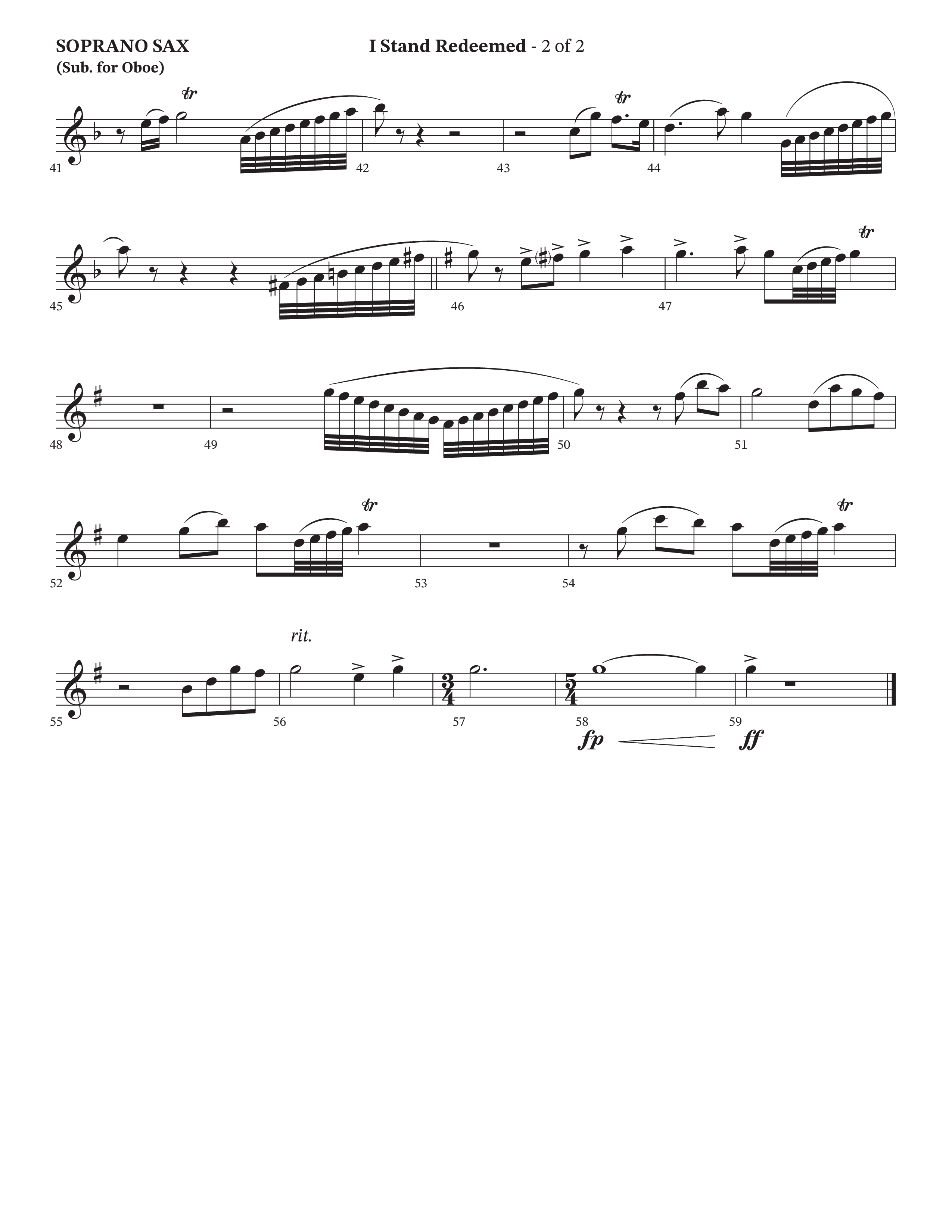 I Stand Redeemed (Choral Anthem SATB) Soprano Sax (Arr. Josh Stewart / Orch. Wayne Haun / Legacy Five)