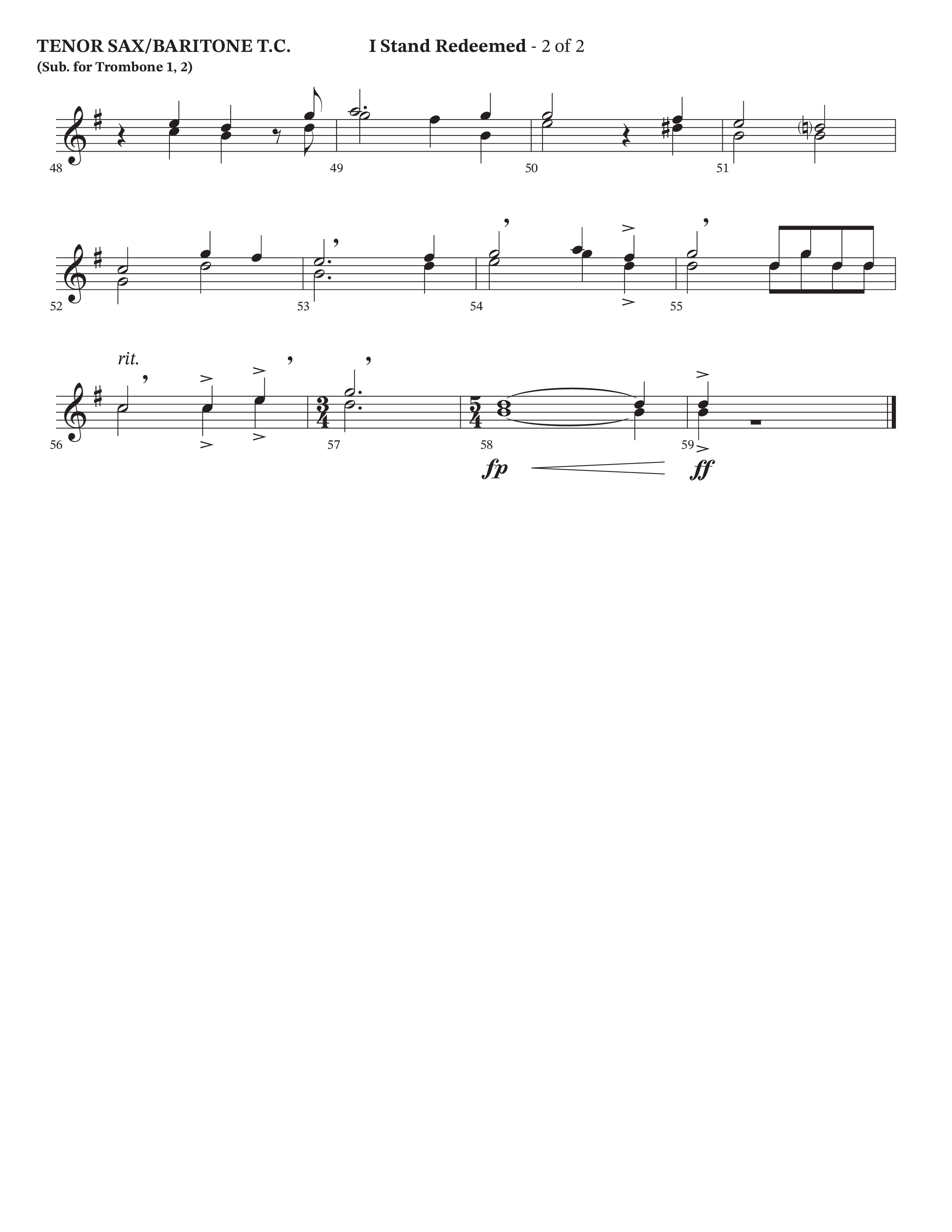 I Stand Redeemed (Choral Anthem SATB) Tenor Sax/Baritone T.C. (Arr. Josh Stewart / Orch. Wayne Haun / Legacy Five)