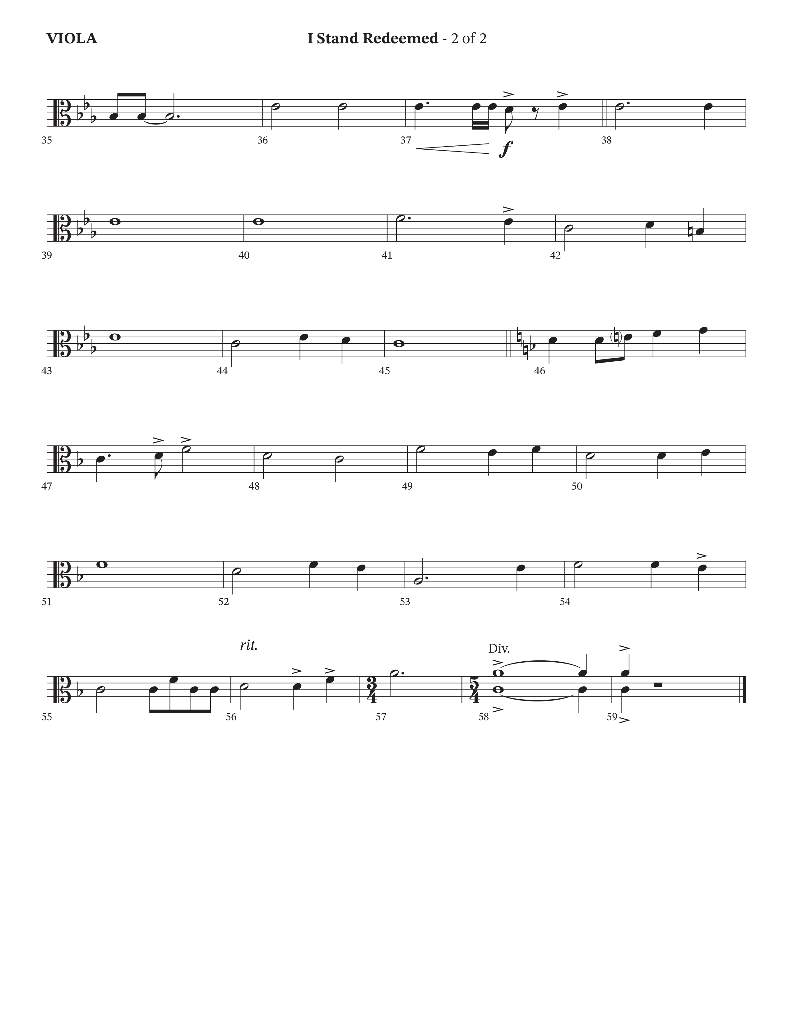 I Stand Redeemed (Choral Anthem SATB) Viola (Arr. Josh Stewart / Orch. Wayne Haun / Legacy Five)