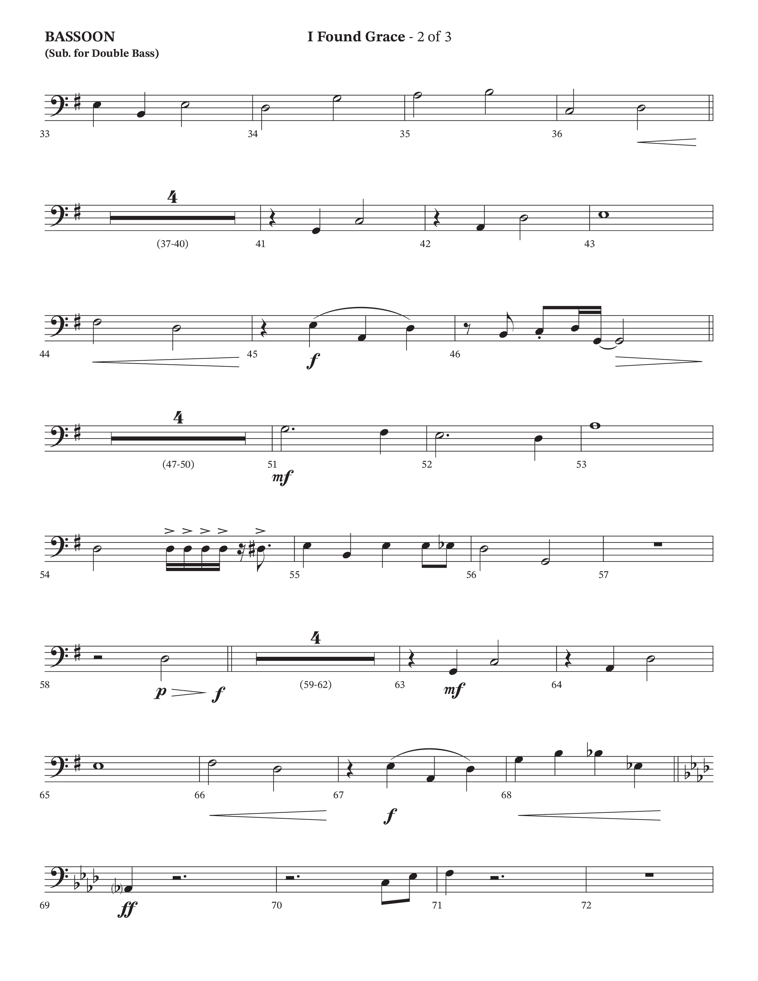 I Found Grace (Choral Anthem SATB) Bassoon (Arr. Josh Stewart / Orch. Wayne Haun / Legacy Five)