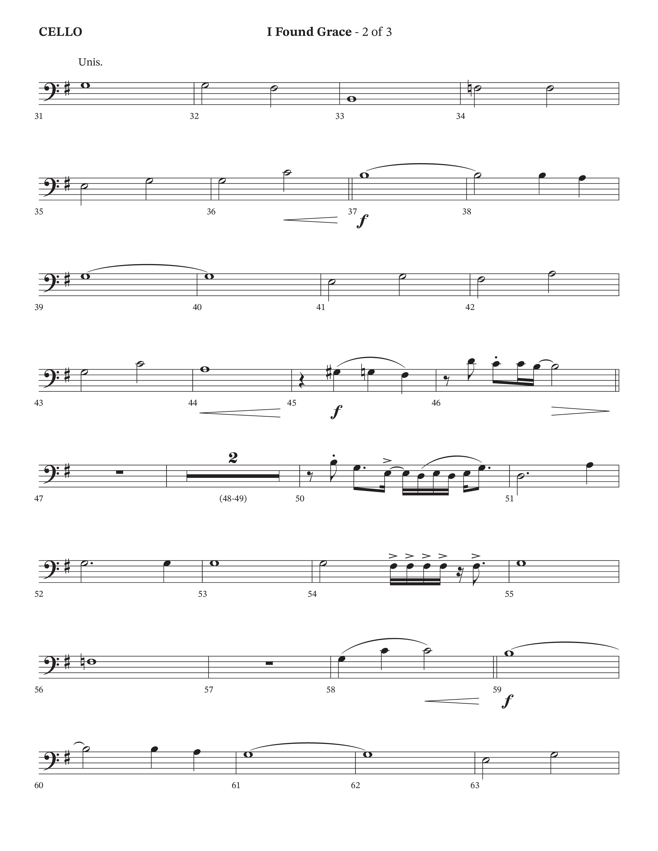 I Found Grace (Choral Anthem SATB) Cello (Arr. Josh Stewart / Orch. Wayne Haun / Legacy Five)