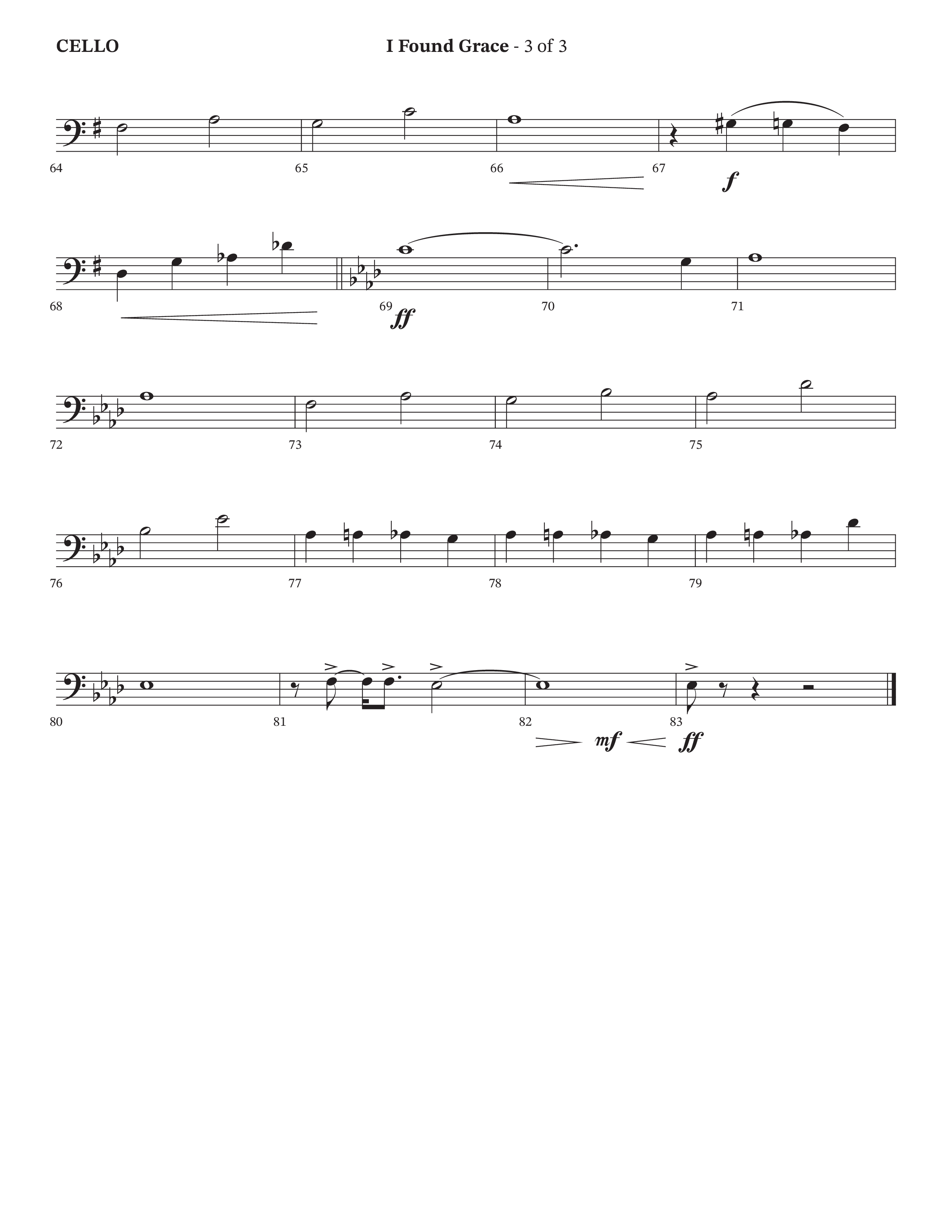 I Found Grace (Choral Anthem SATB) Cello (Arr. Josh Stewart / Orch. Wayne Haun / Legacy Five)