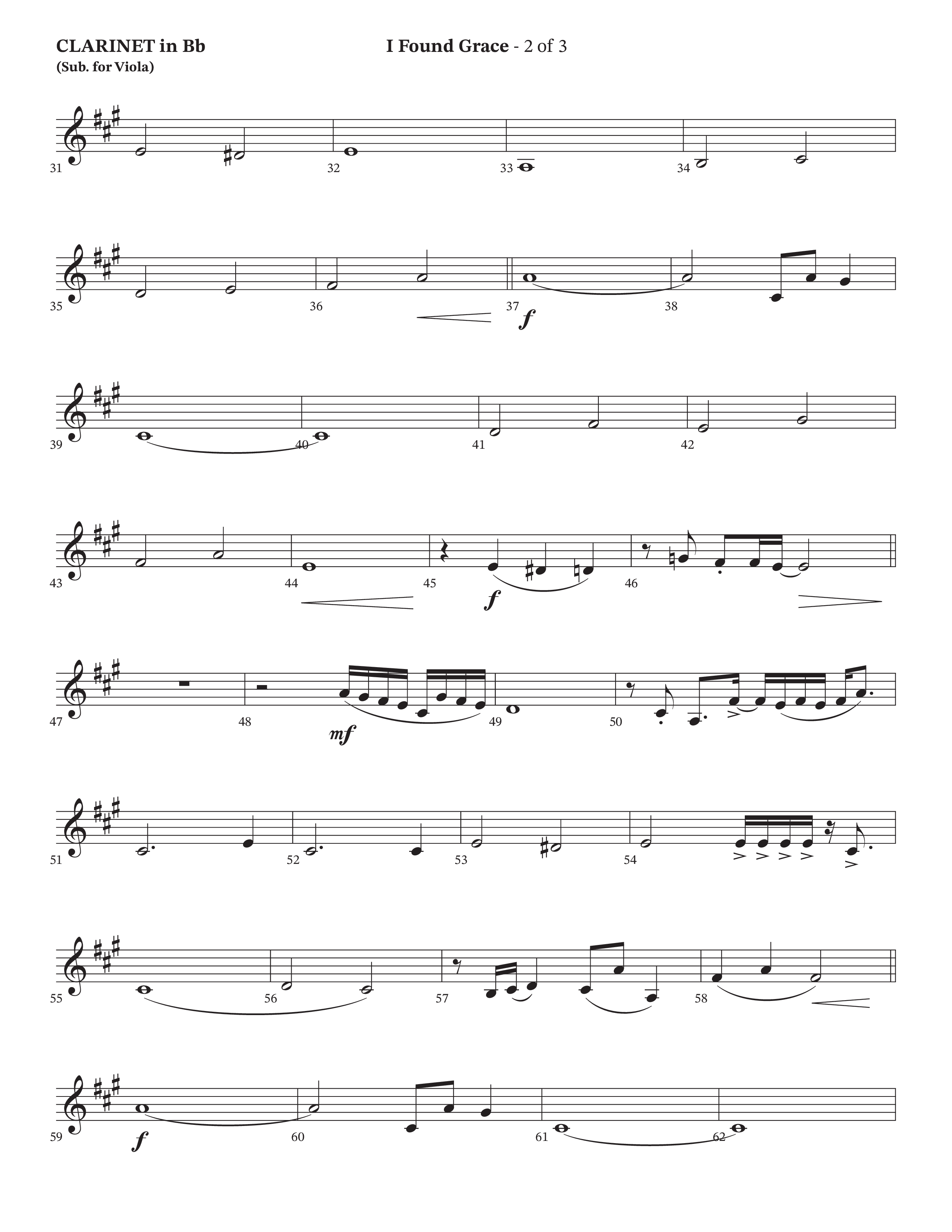 I Found Grace (Choral Anthem SATB) Clarinet (Arr. Josh Stewart / Orch. Wayne Haun / Legacy Five)