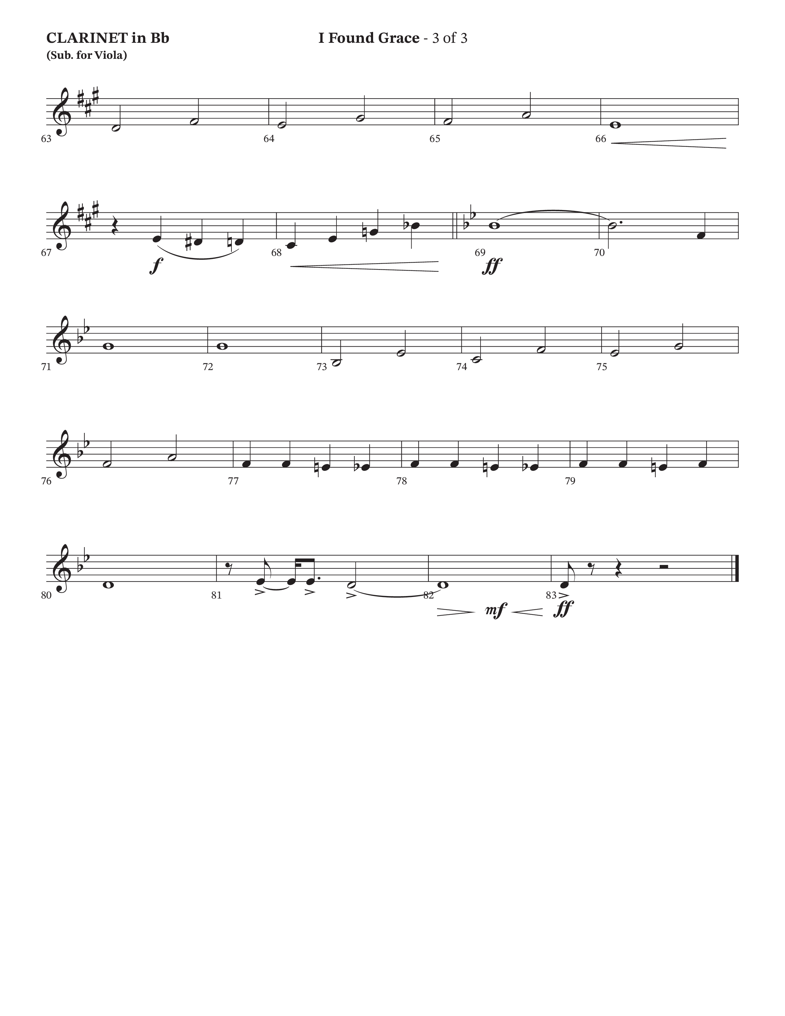 I Found Grace (Choral Anthem SATB) Clarinet (Arr. Josh Stewart / Orch. Wayne Haun / Legacy Five)