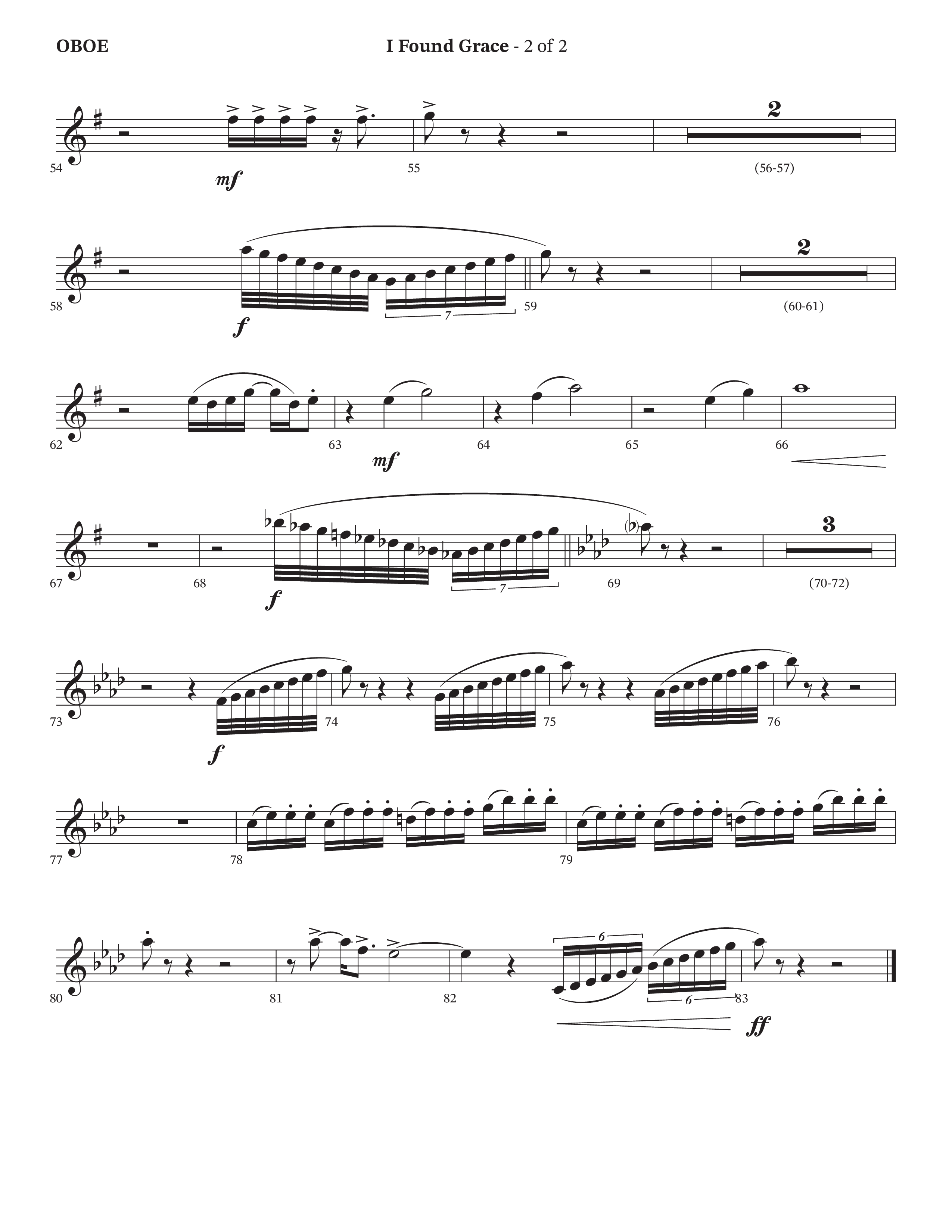 I Found Grace (Choral Anthem SATB) Oboe (Arr. Josh Stewart / Orch. Wayne Haun / Legacy Five)