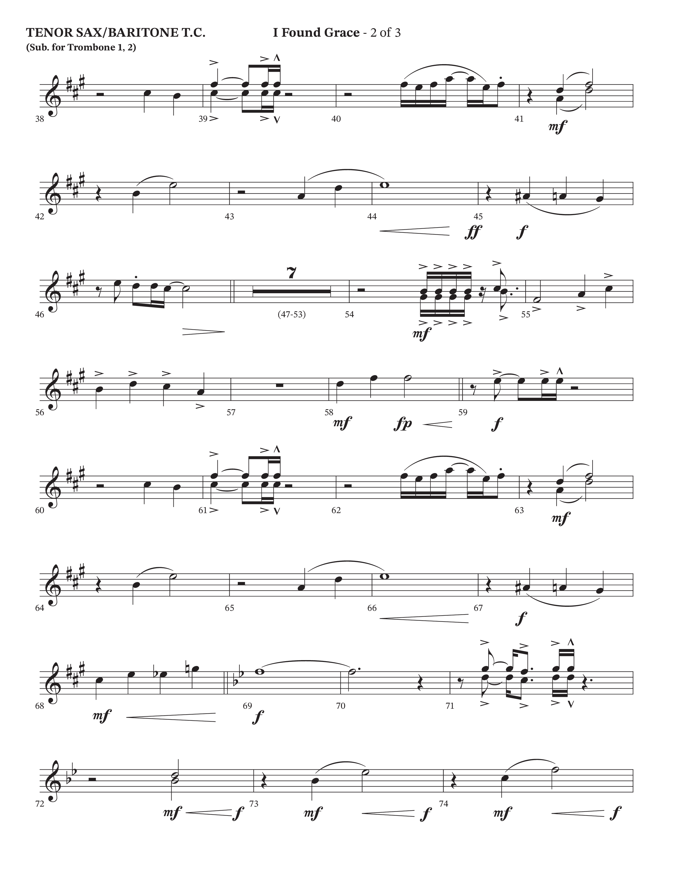 I Found Grace (Choral Anthem SATB) Tenor Sax/Baritone T.C. (Arr. Josh Stewart / Orch. Wayne Haun / Legacy Five)