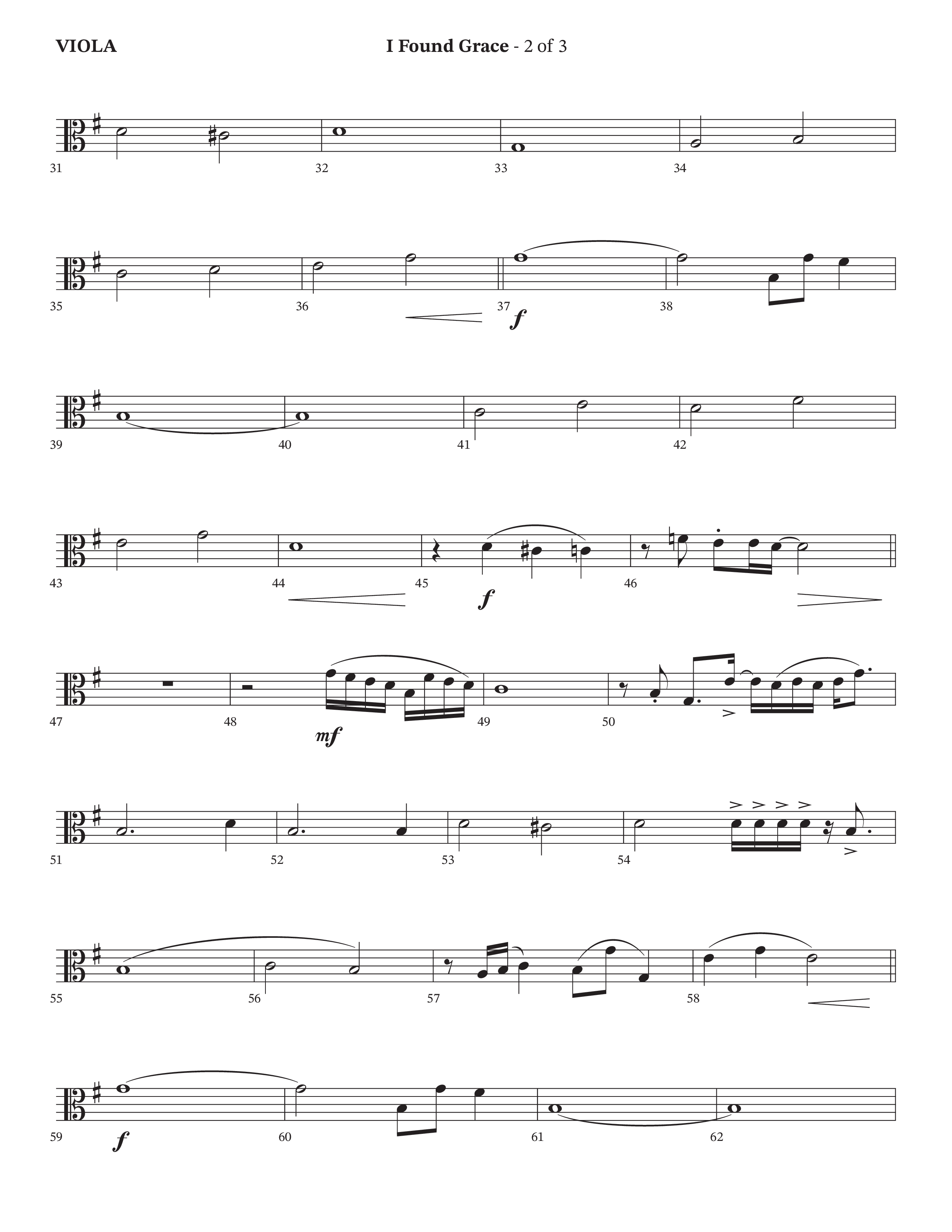 I Found Grace (Choral Anthem SATB) Viola (Arr. Josh Stewart / Orch. Wayne Haun / Legacy Five)