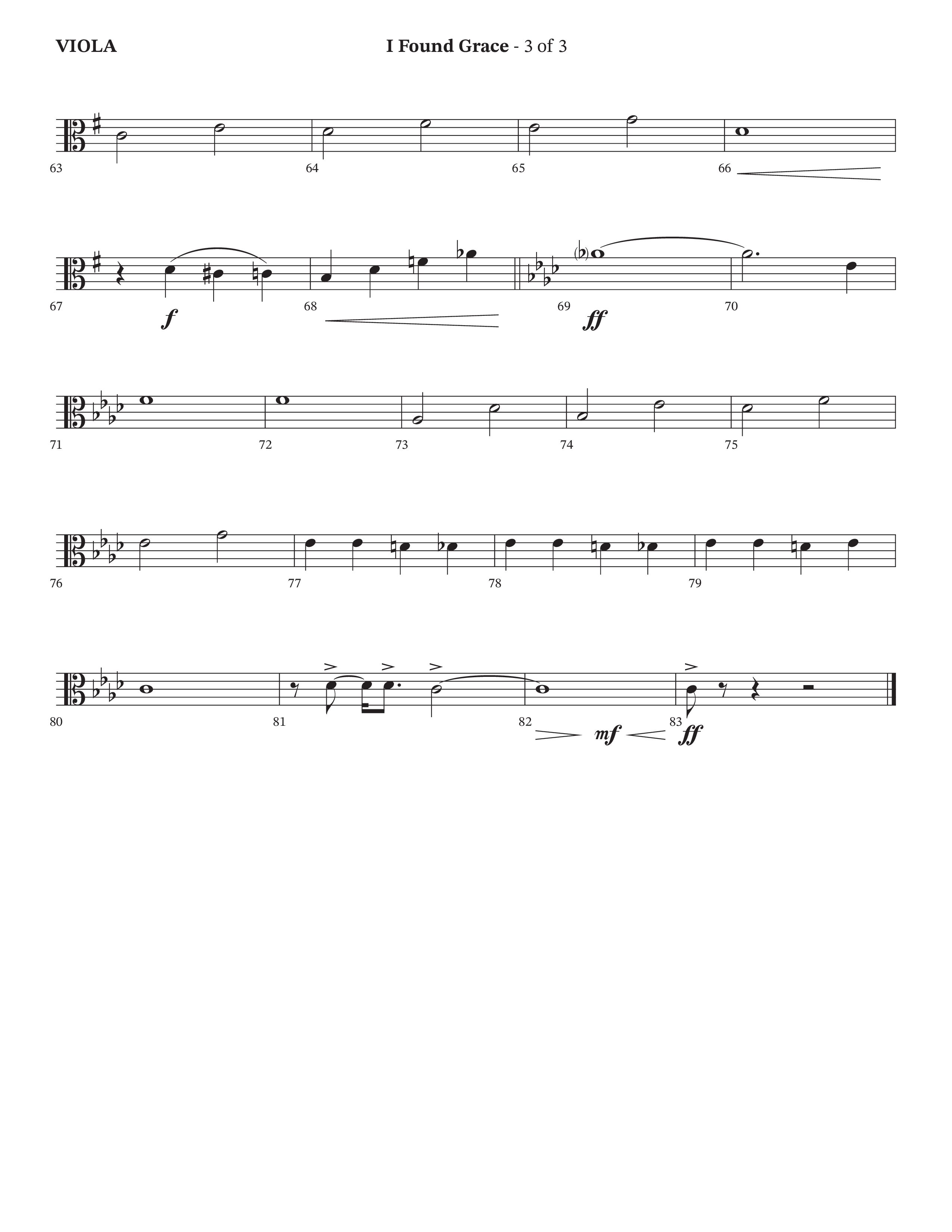 I Found Grace (Choral Anthem SATB) Viola (Arr. Josh Stewart / Orch. Wayne Haun / Legacy Five)