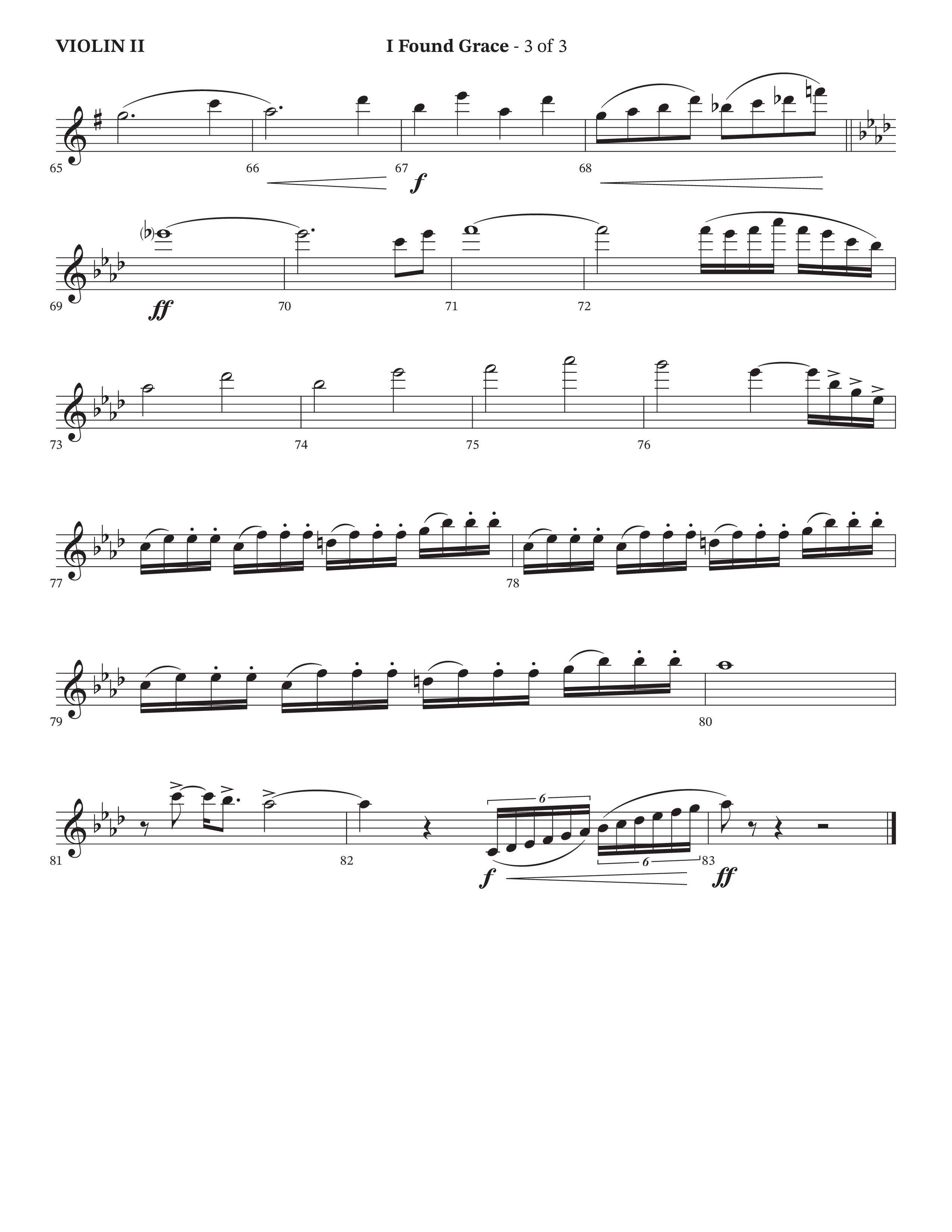 I Found Grace (Choral Anthem SATB) Violin 2 (Arr. Josh Stewart / Orch. Wayne Haun / Legacy Five)