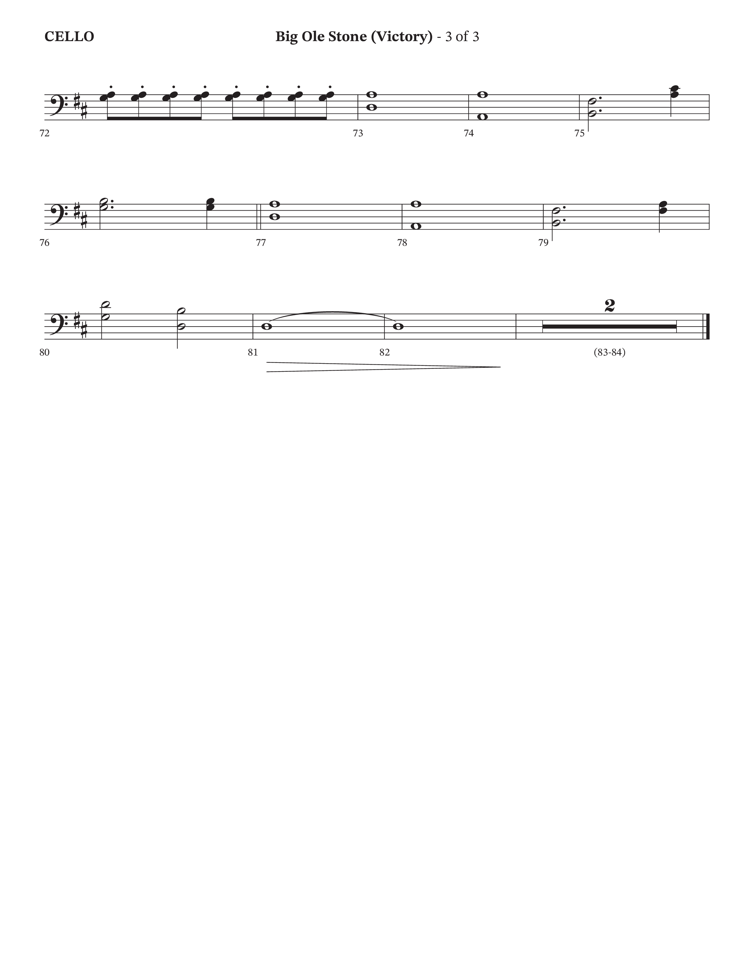 Big Ole Stone (Choral Anthem SATB) Cello (Triumphant Quartet / Arr. Cliff Duren / Orch. Brian Eads)