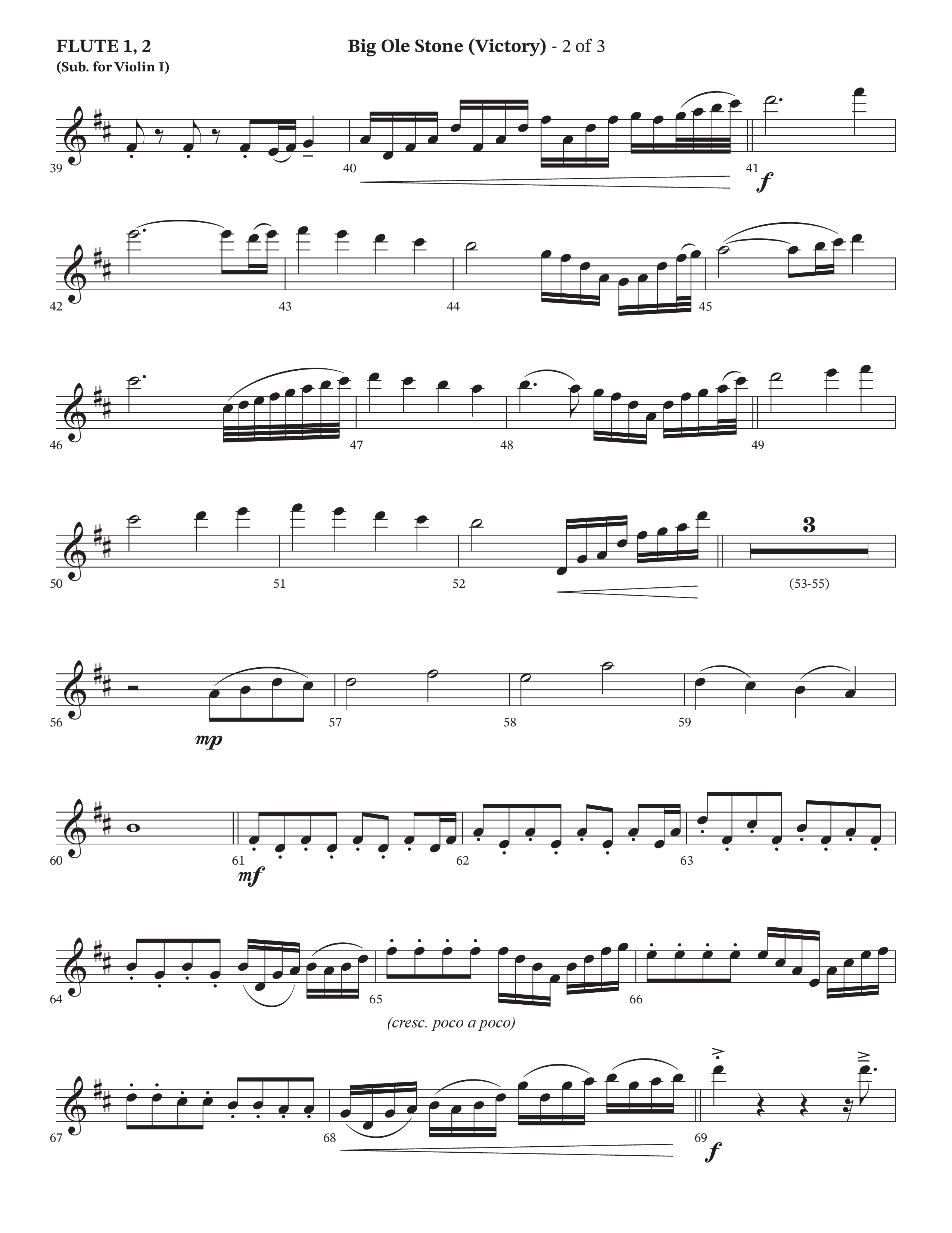 Big Ole Stone (Choral Anthem SATB) Flute 1/2 (Triumphant Quartet / Arr. Cliff Duren / Orch. Brian Eads)