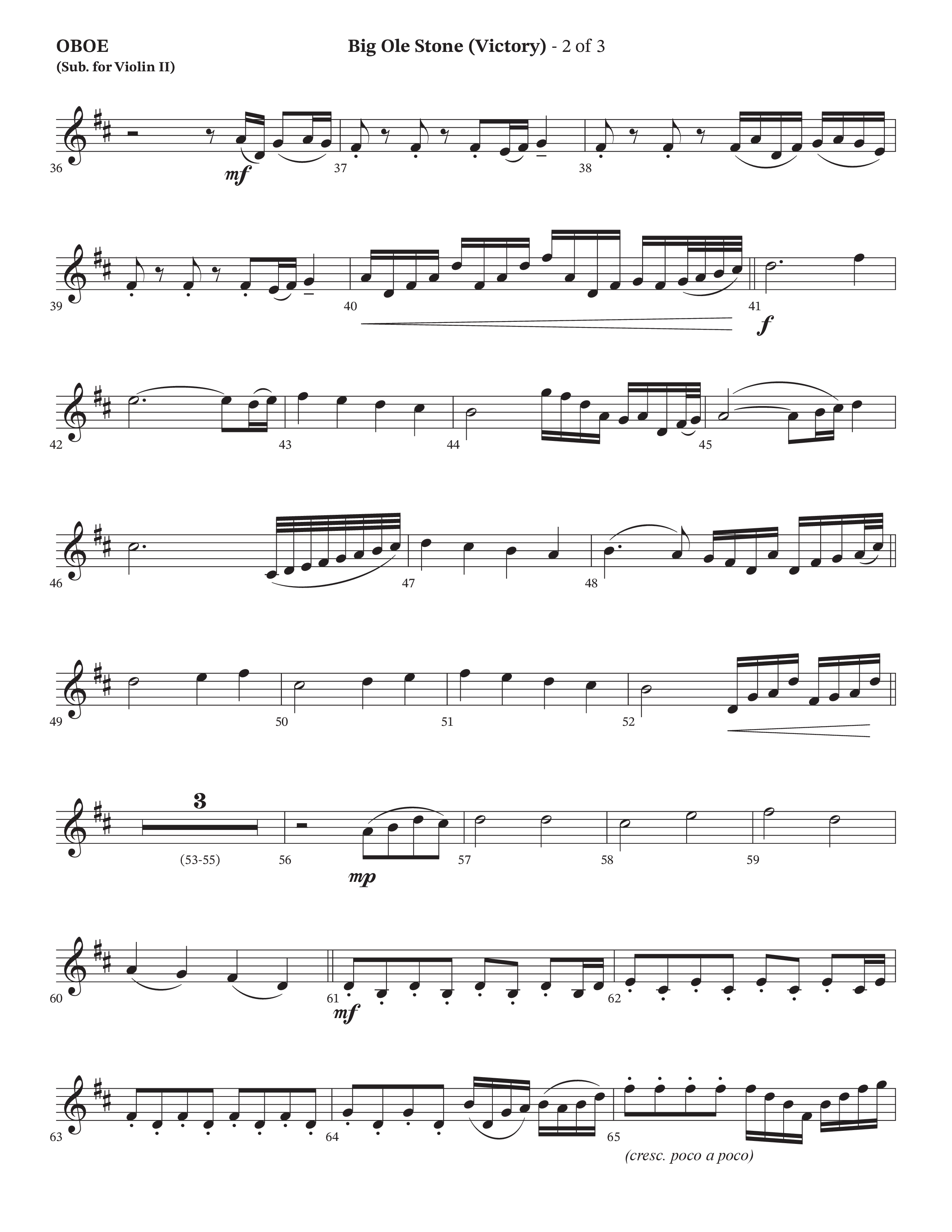 Big Ole Stone (Choral Anthem SATB) Oboe (Triumphant Quartet / Arr. Cliff Duren / Orch. Brian Eads)