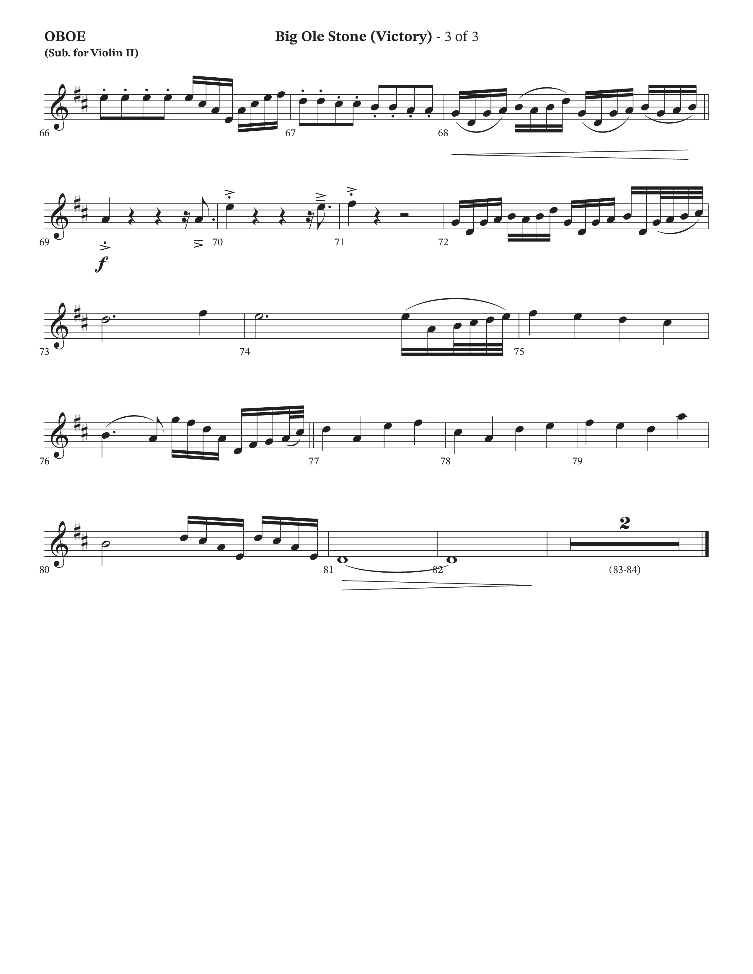 Big Ole Stone (Choral Anthem SATB) Oboe (Triumphant Quartet / Arr. Cliff Duren / Orch. Brian Eads)
