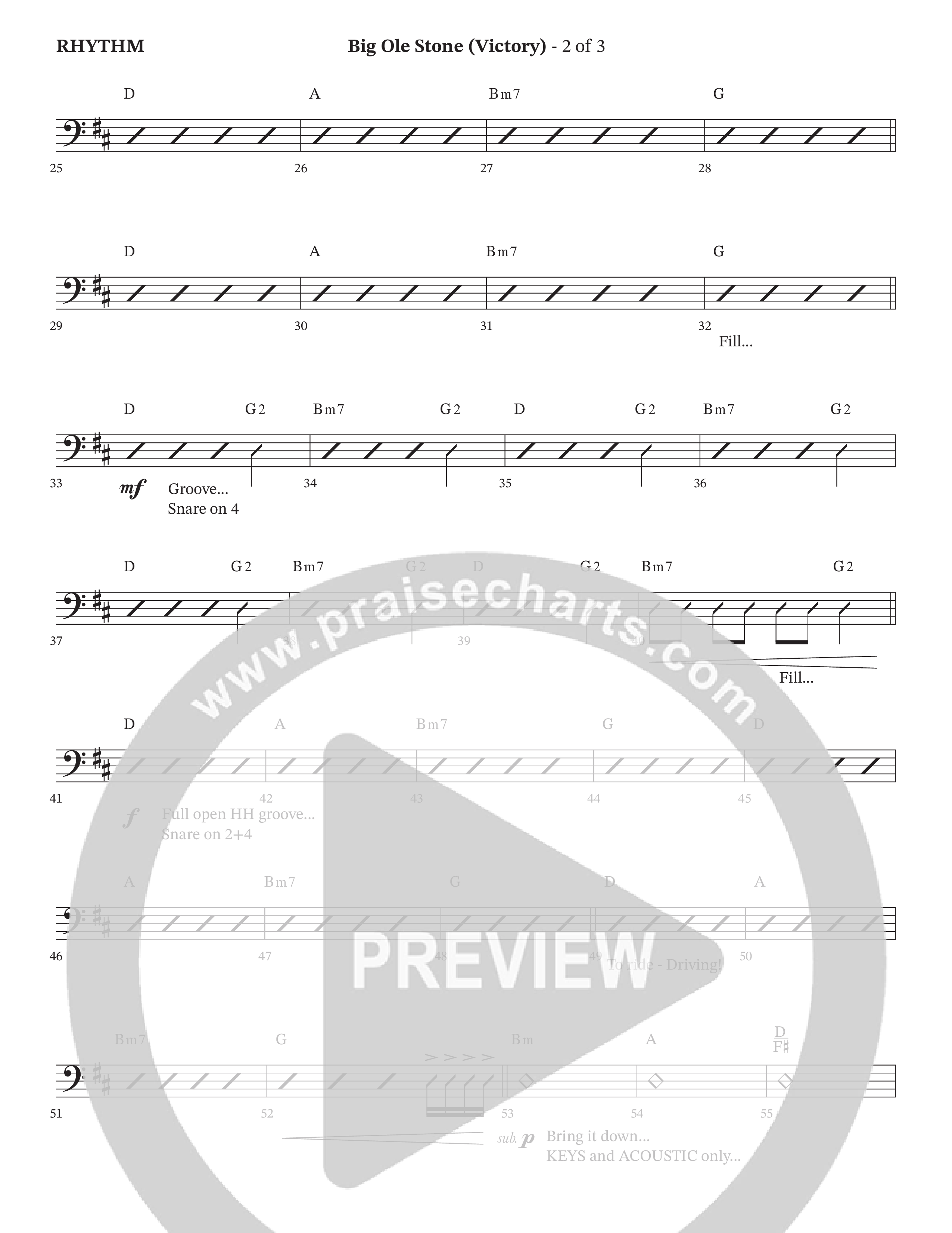 Big Ole Stone (Choral Anthem SATB) Rhythm Chart (Triumphant Quartet / Arr. Cliff Duren / Orch. Brian Eads)