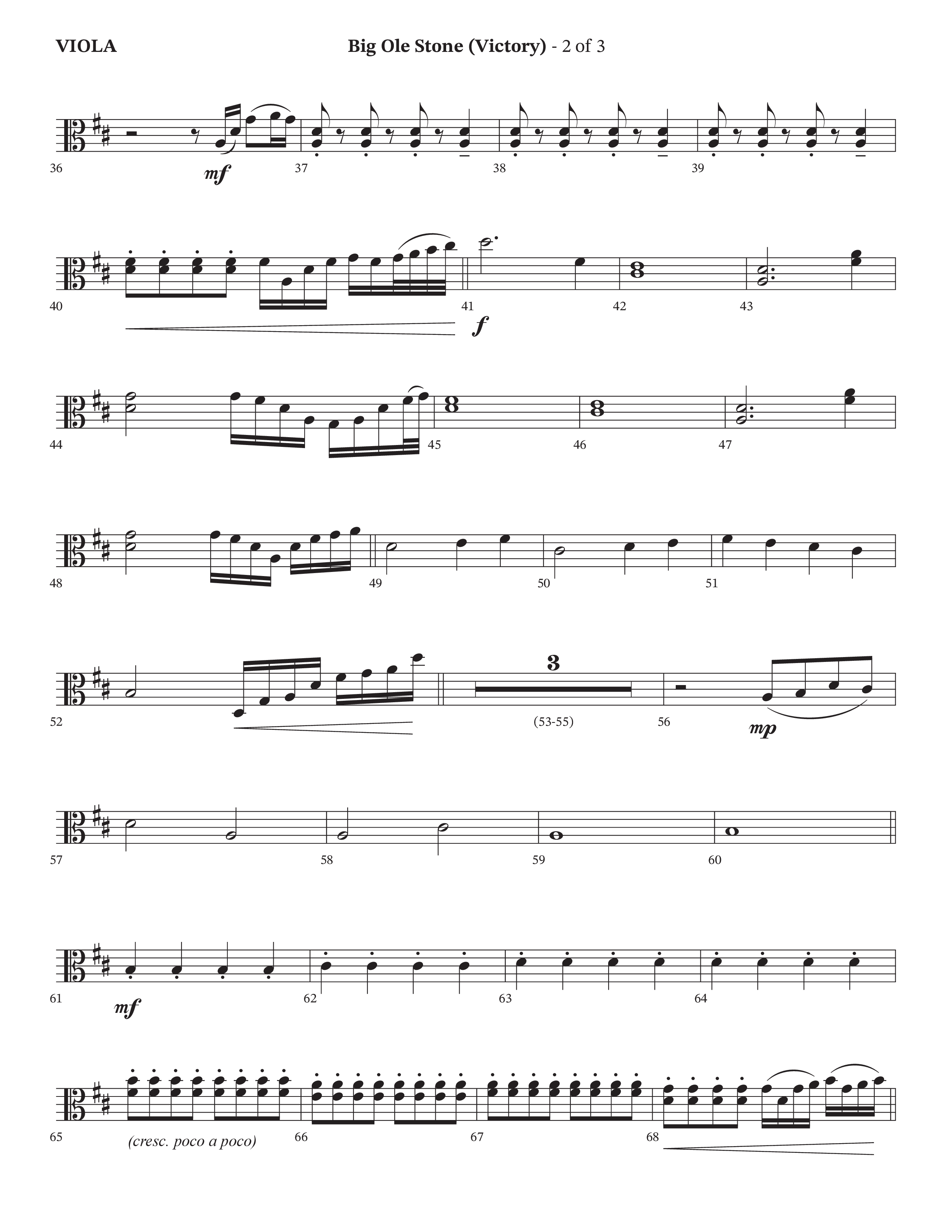 Big Ole Stone (Choral Anthem SATB) Viola (Triumphant Quartet / Arr. Cliff Duren / Orch. Brian Eads)