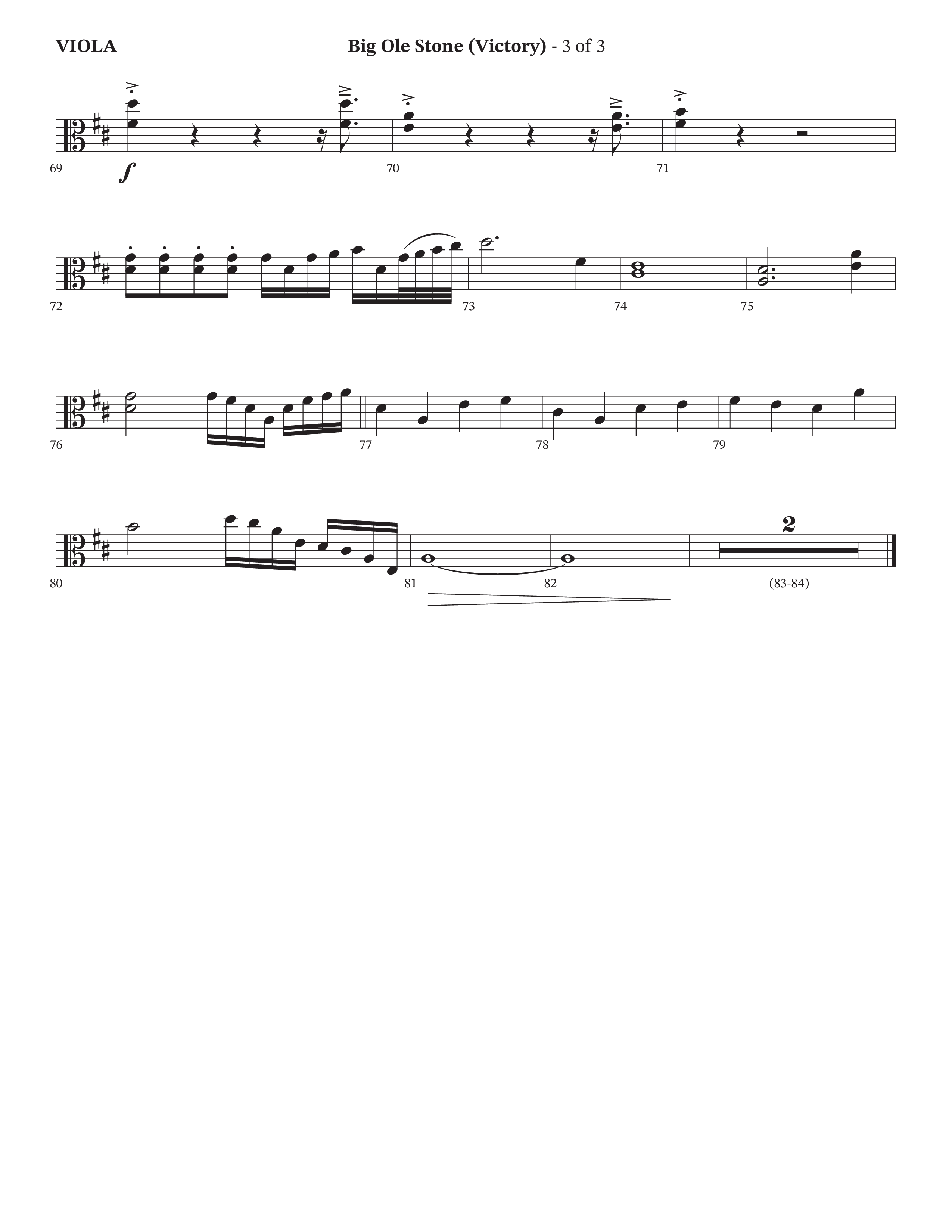 Big Ole Stone (Choral Anthem SATB) Viola (Triumphant Quartet / Arr. Cliff Duren / Orch. Brian Eads)
