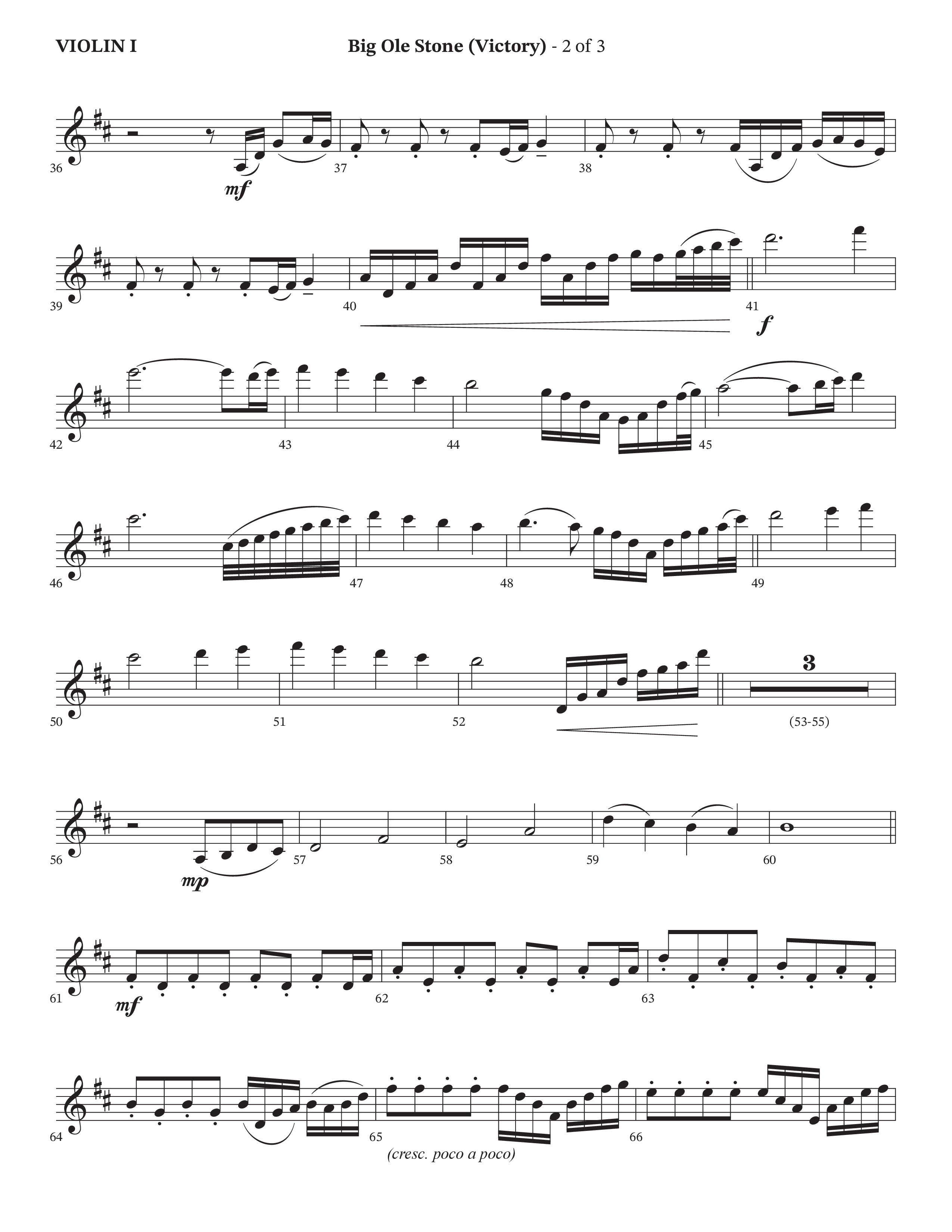 Big Ole Stone (Choral Anthem SATB) String Pack (Triumphant Quartet / Arr. Cliff Duren / Orch. Brian Eads)