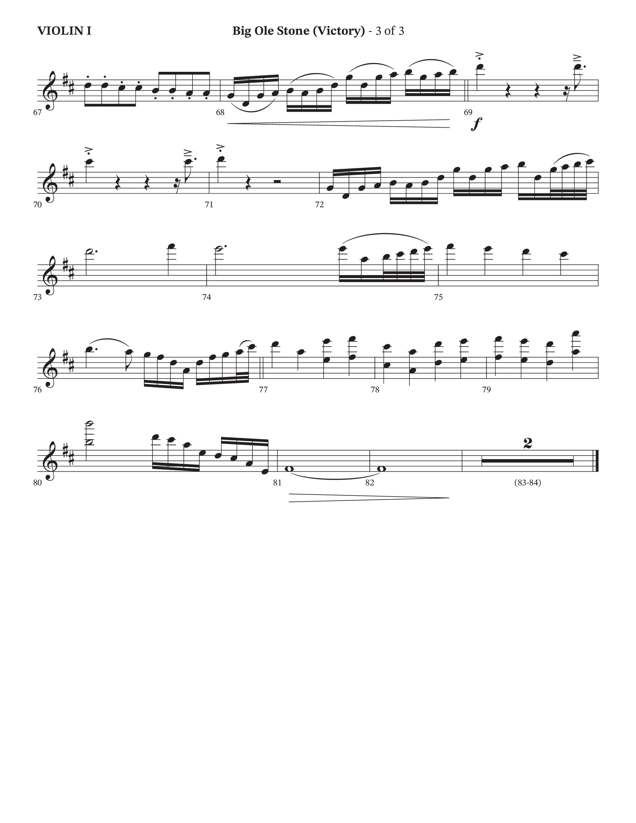 Big Ole Stone (Choral Anthem SATB) String Pack (Triumphant Quartet / Arr. Cliff Duren / Orch. Brian Eads)