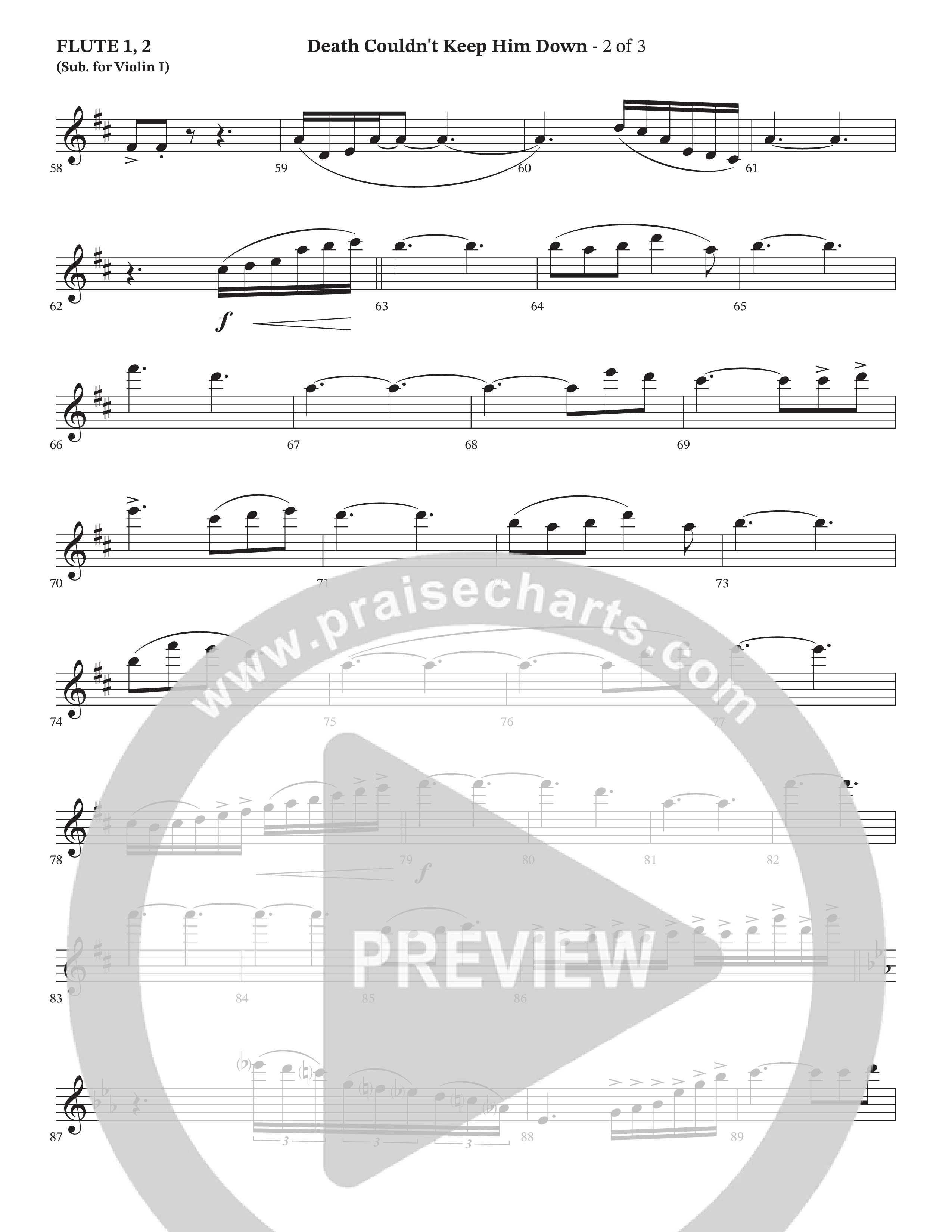 Death Couldn't Keep Him Down (Choral Anthem SATB) Flute 1/2 (Arr. Cliff Duren / Orch. Wayne Haun / Triumphant Quartet)