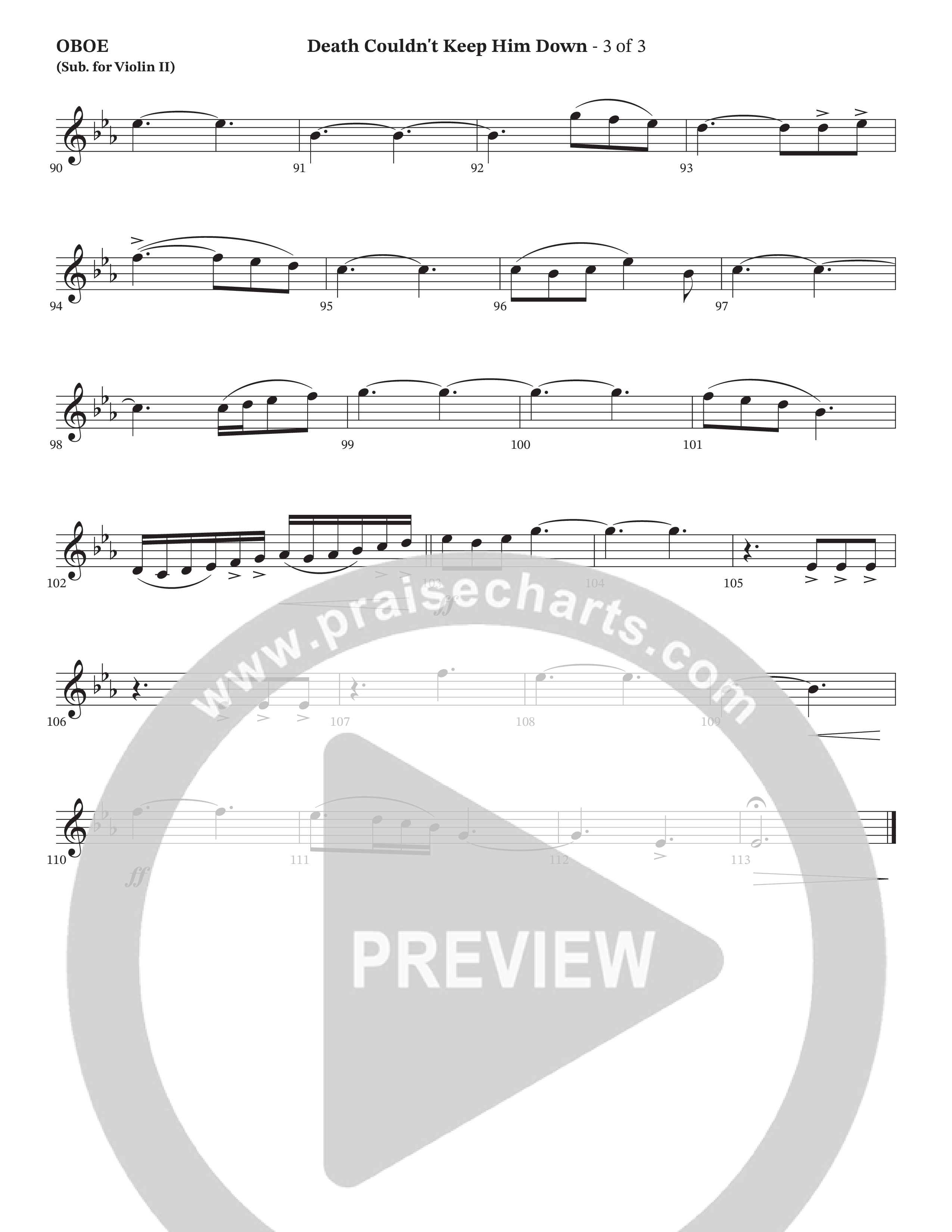 Death Couldn't Keep Him Down (Choral Anthem SATB) Oboe (Arr. Cliff Duren / Orch. Wayne Haun / Triumphant Quartet)