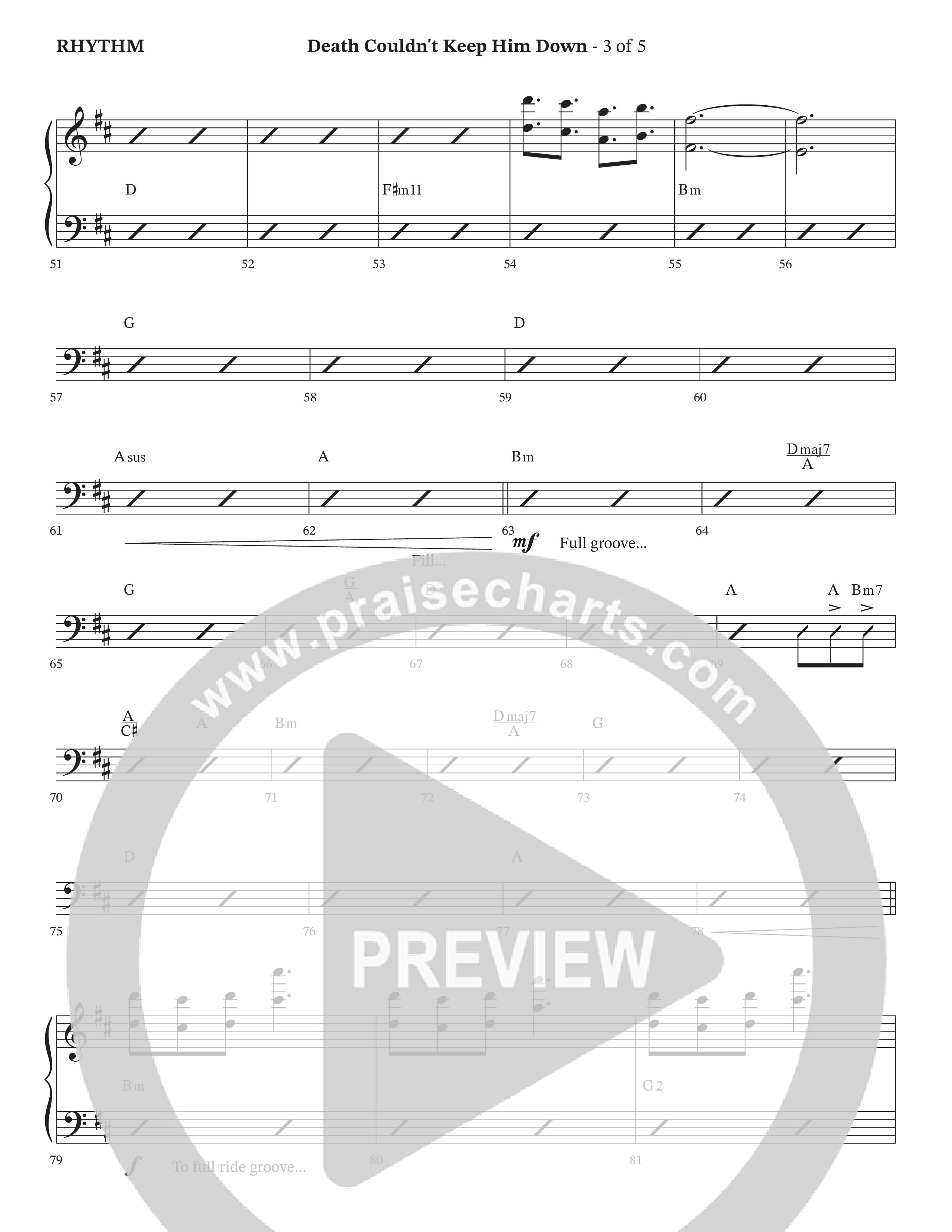 Death Couldn't Keep Him Down (Choral Anthem SATB) Rhythm Chart (Arr. Cliff Duren / Orch. Wayne Haun / Triumphant Quartet)