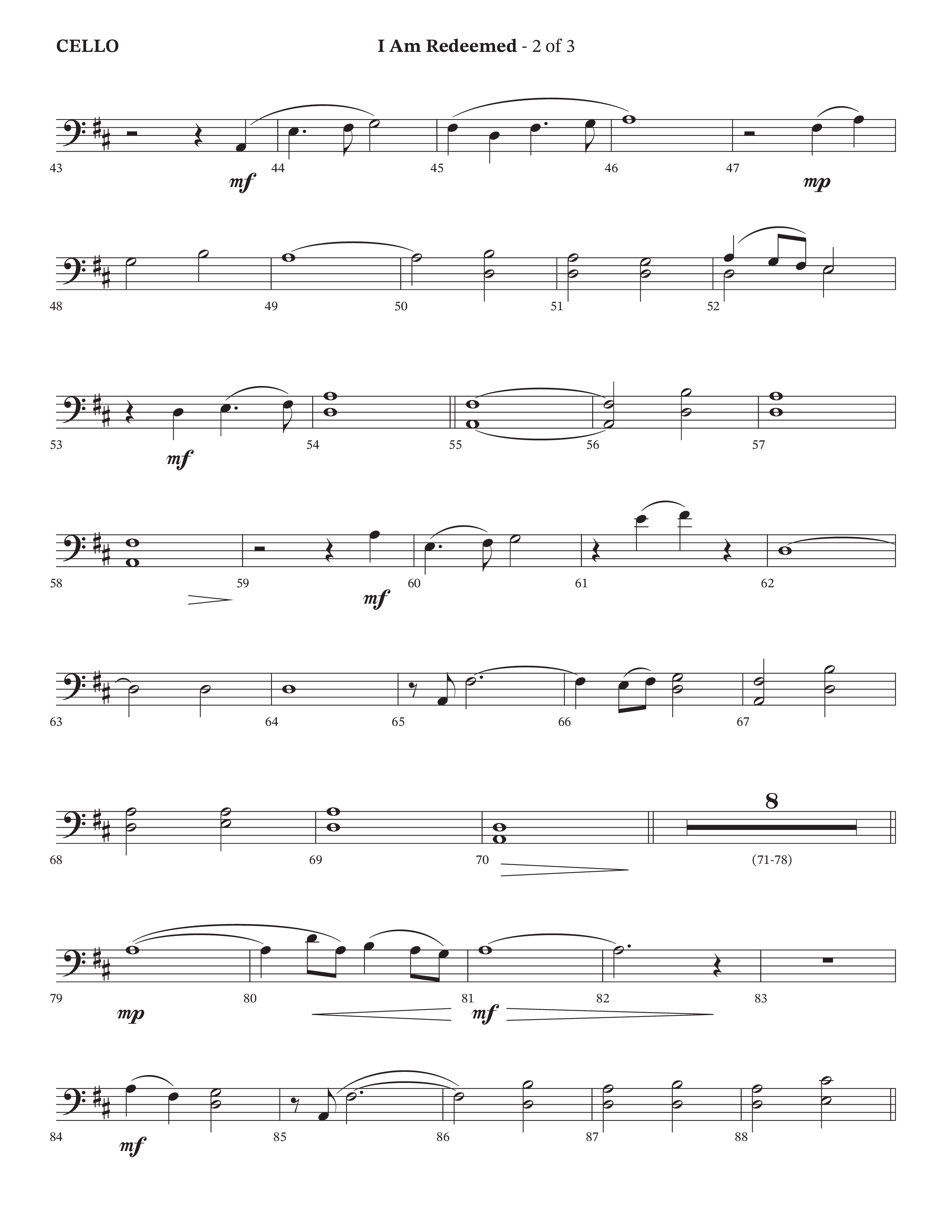 I Am Redeemed (Choral Anthem SATB) Cello (Arr. Bradley Knight / Orch. Payton Altman / Poet Voices)