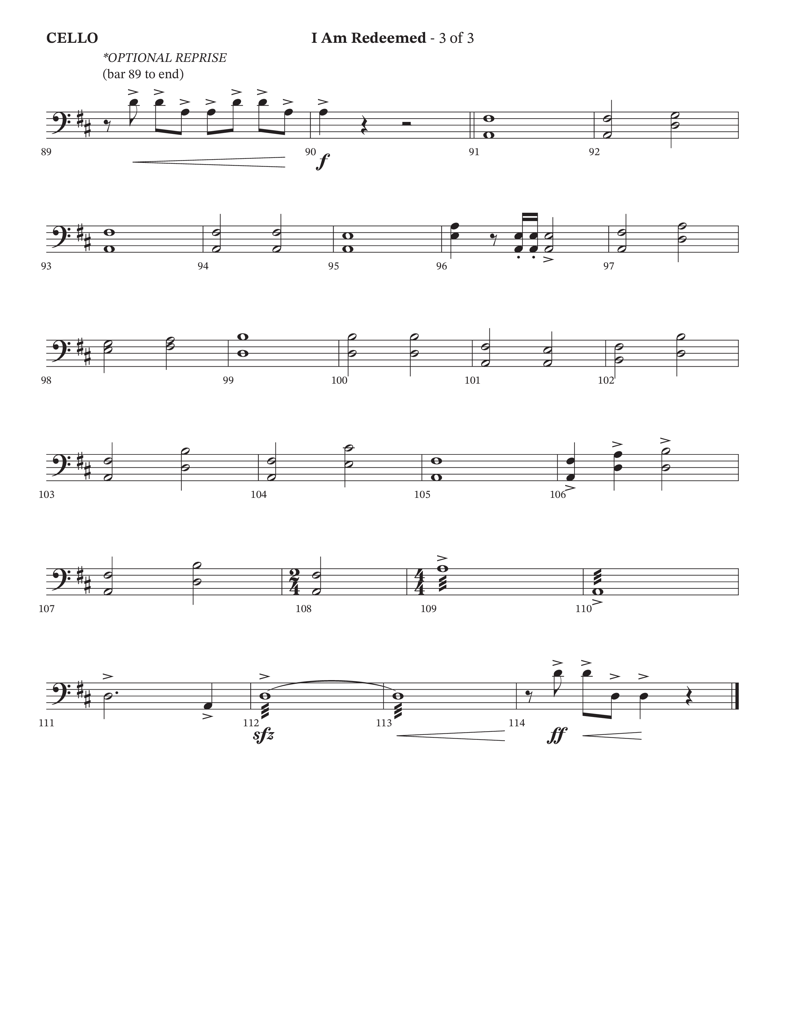 I Am Redeemed (Choral Anthem SATB) Cello (Arr. Bradley Knight / Orch. Payton Altman / Poet Voices)