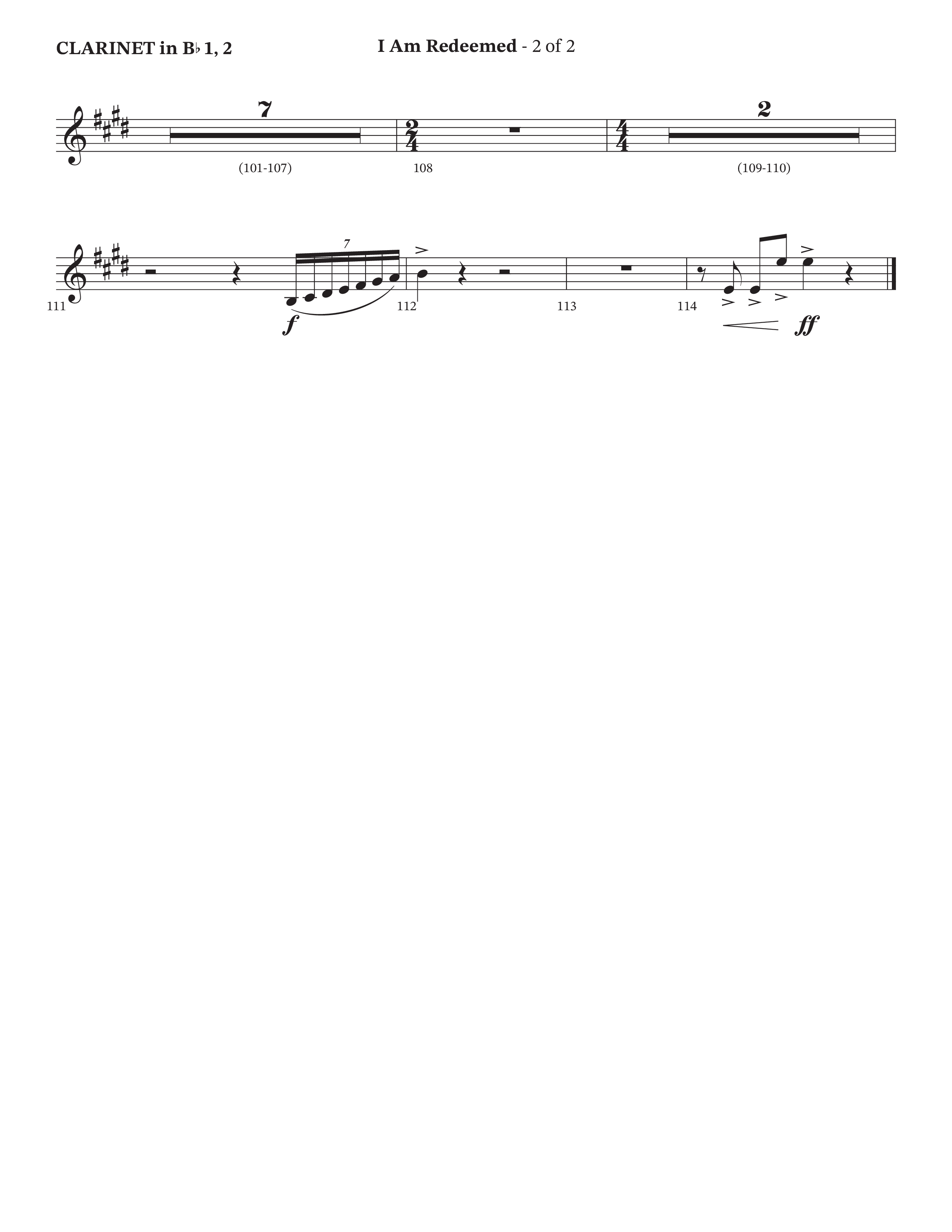 I Am Redeemed (Choral Anthem SATB) Clarinet 1/2 (Arr. Bradley Knight / Orch. Payton Altman / Poet Voices)