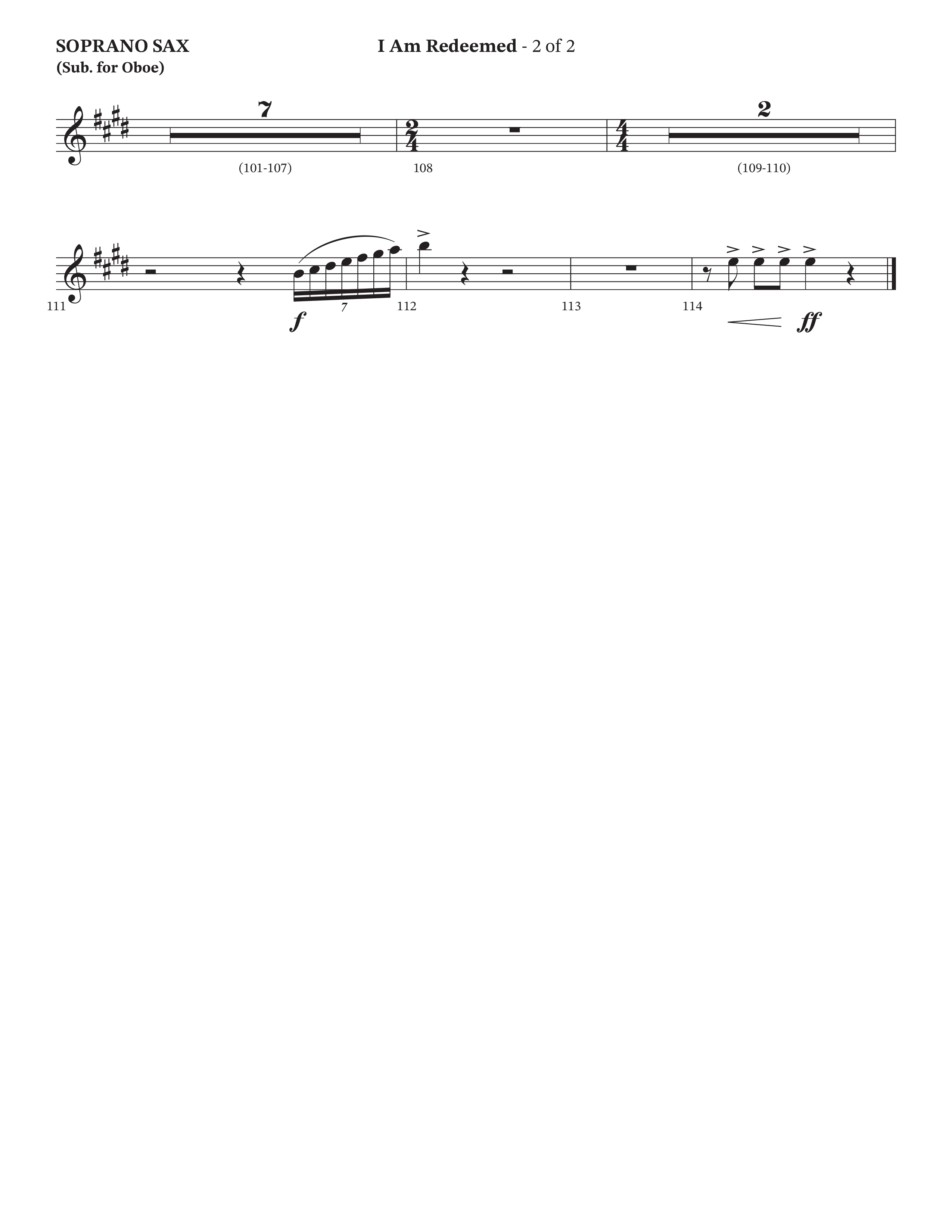 I Am Redeemed (Choral Anthem SATB) Soprano Sax (Arr. Bradley Knight / Orch. Payton Altman / Poet Voices)