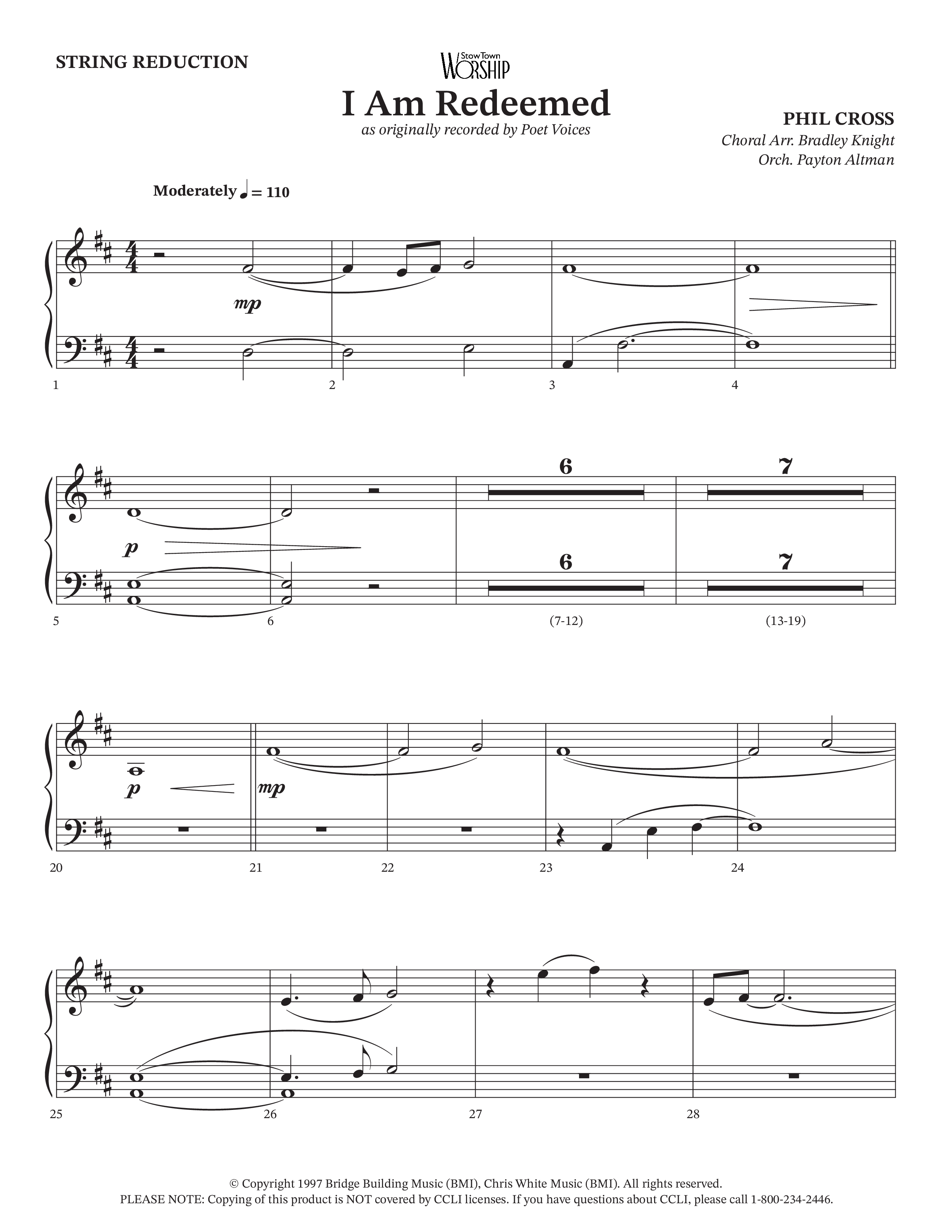 I Am Redeemed (Choral Anthem SATB) String Reduction (Arr. Bradley Knight / Orch. Payton Altman / Poet Voices)