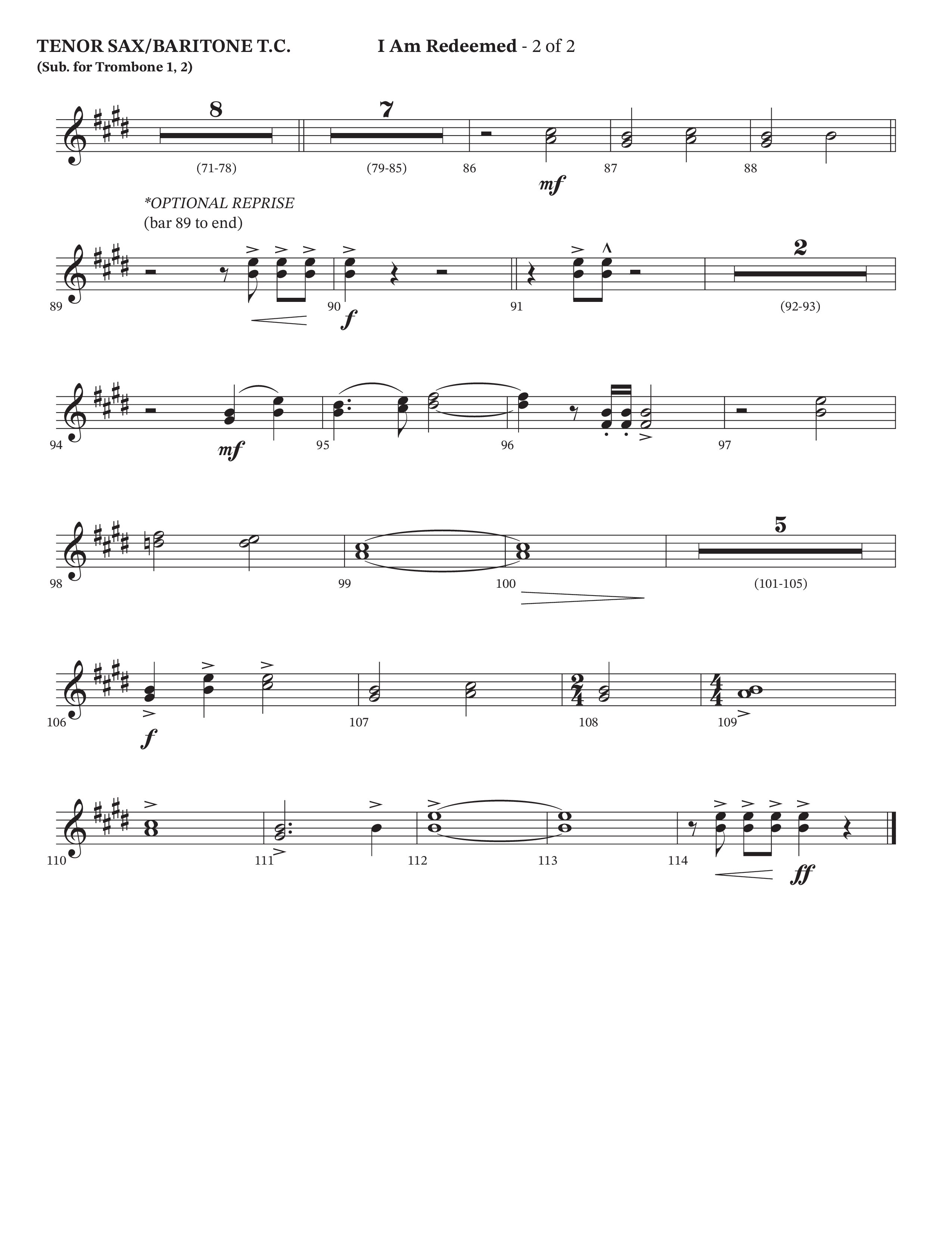 I Am Redeemed (Choral Anthem SATB) Tenor Sax/Baritone T.C. (Arr. Bradley Knight / Orch. Payton Altman / Poet Voices)