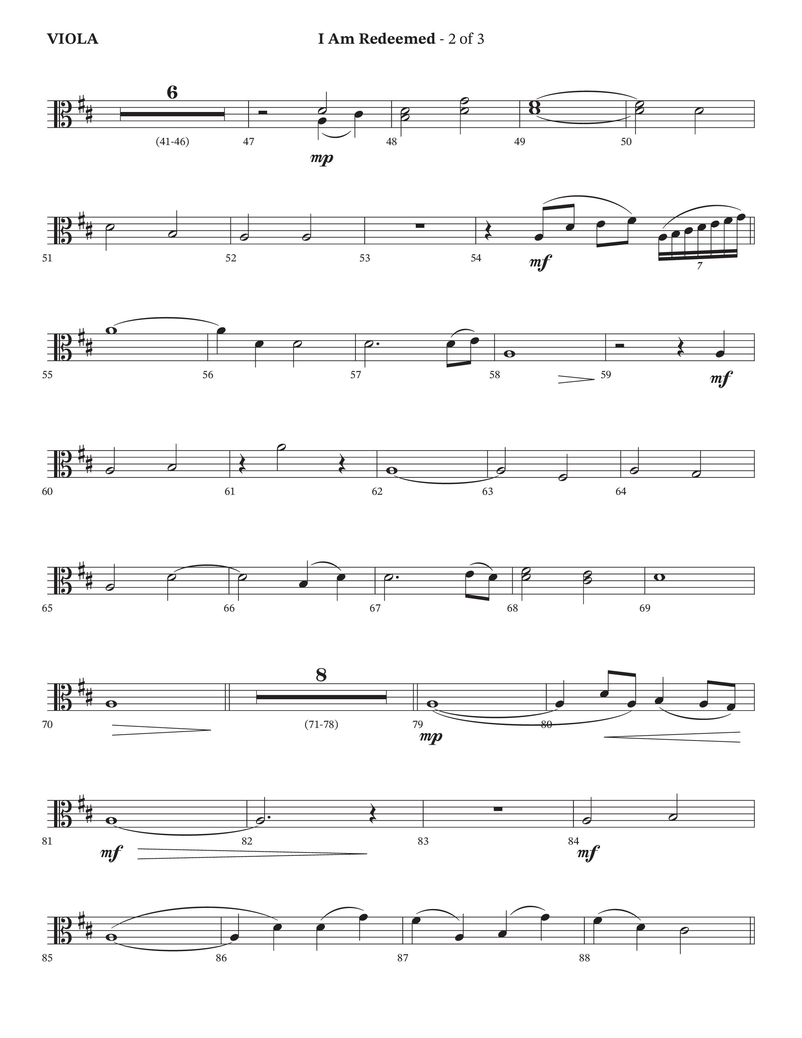 I Am Redeemed (Choral Anthem SATB) Viola (Arr. Bradley Knight / Orch. Payton Altman / Poet Voices)