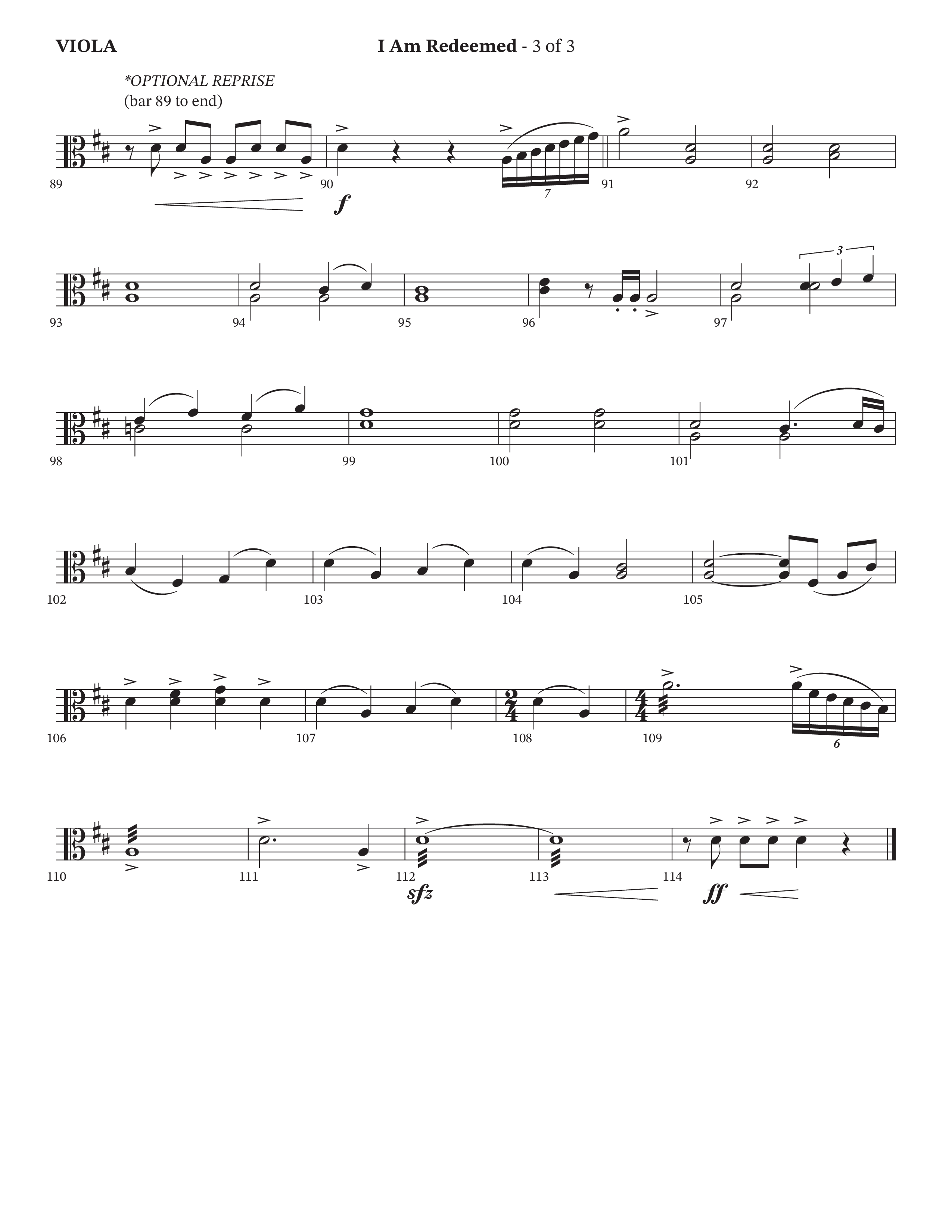 I Am Redeemed (Choral Anthem SATB) Viola (Arr. Bradley Knight / Orch. Payton Altman / Poet Voices)
