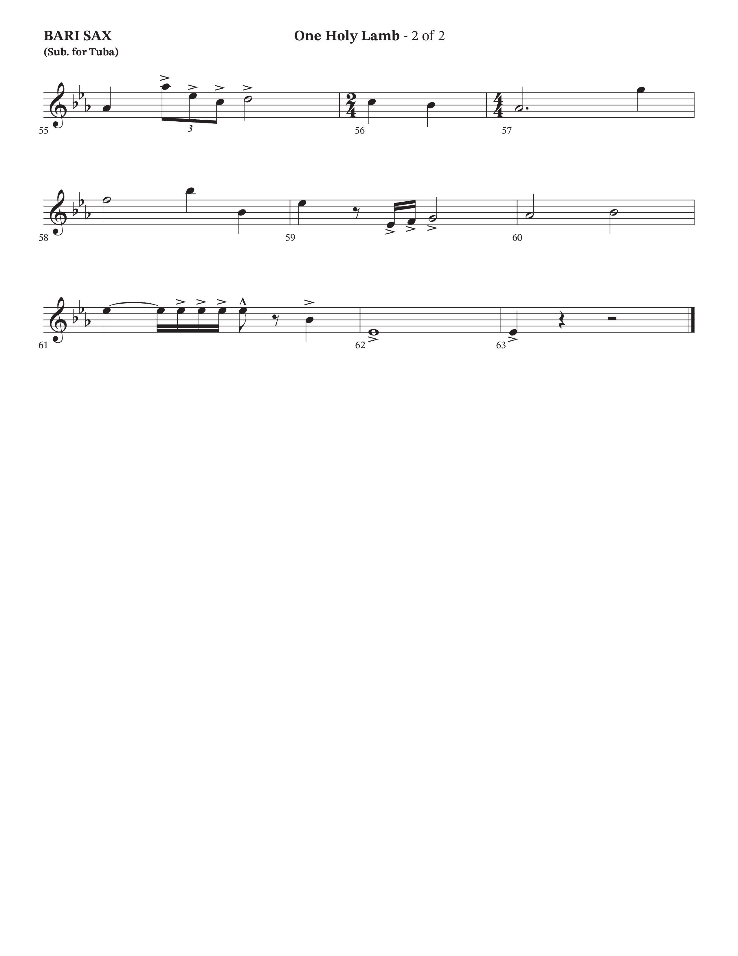 One Holy Lamb (Choral Anthem SATB) Bari Sax (Arr. Bradley Knight / Orch. Trey Ivey / Poet Voices)