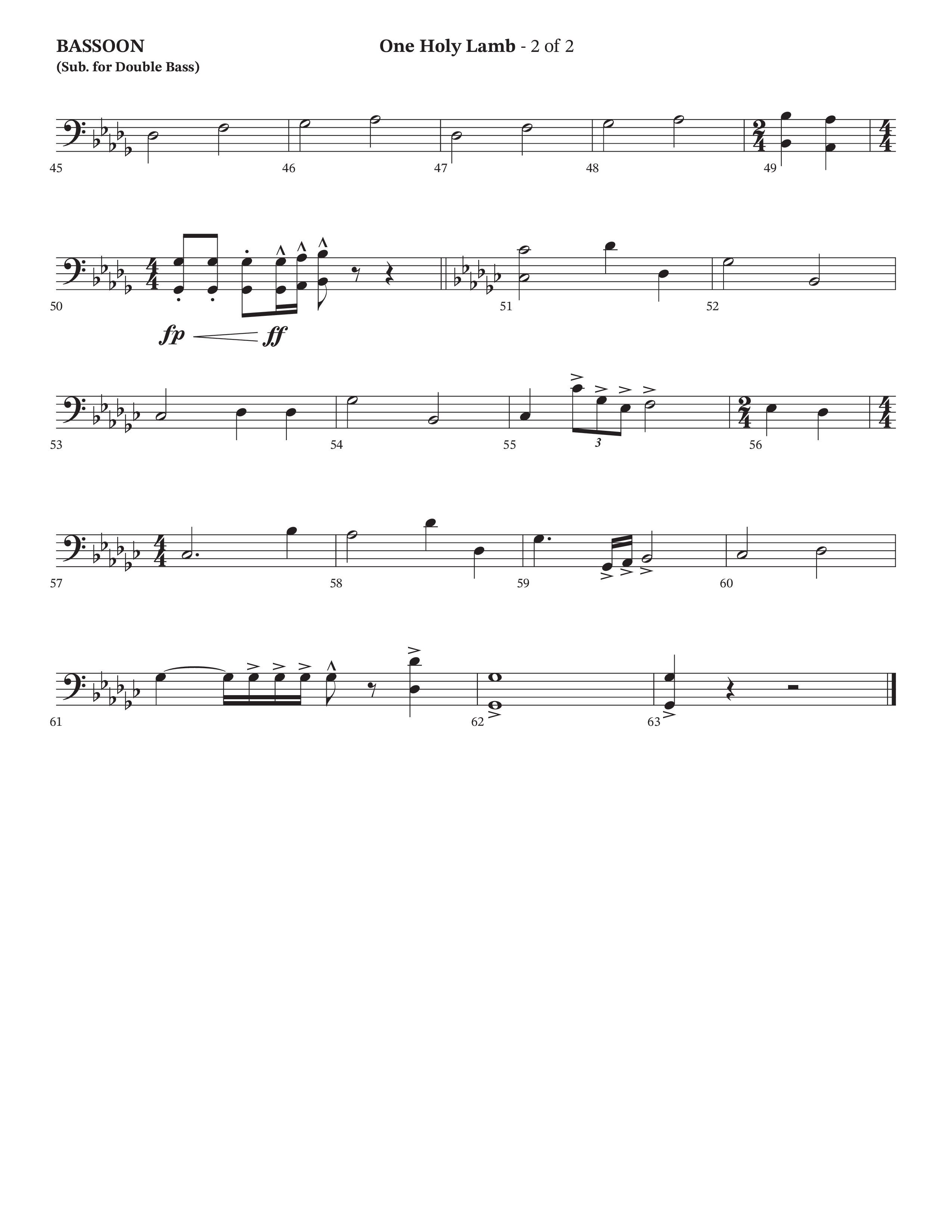 One Holy Lamb (Choral Anthem SATB) Bassoon (Arr. Bradley Knight / Orch. Trey Ivey / Poet Voices)