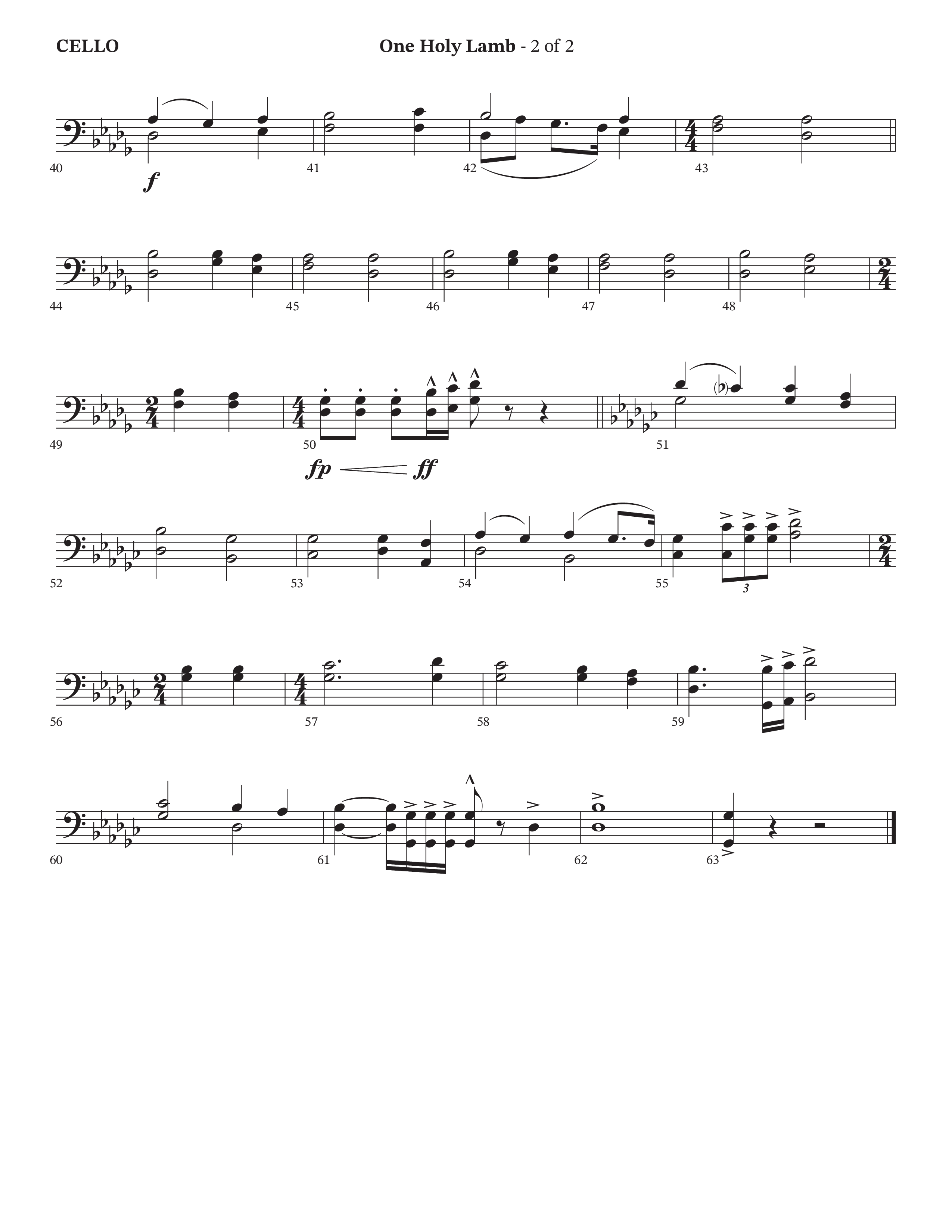 One Holy Lamb (Choral Anthem SATB) Cello (Arr. Bradley Knight / Orch. Trey Ivey / Poet Voices)