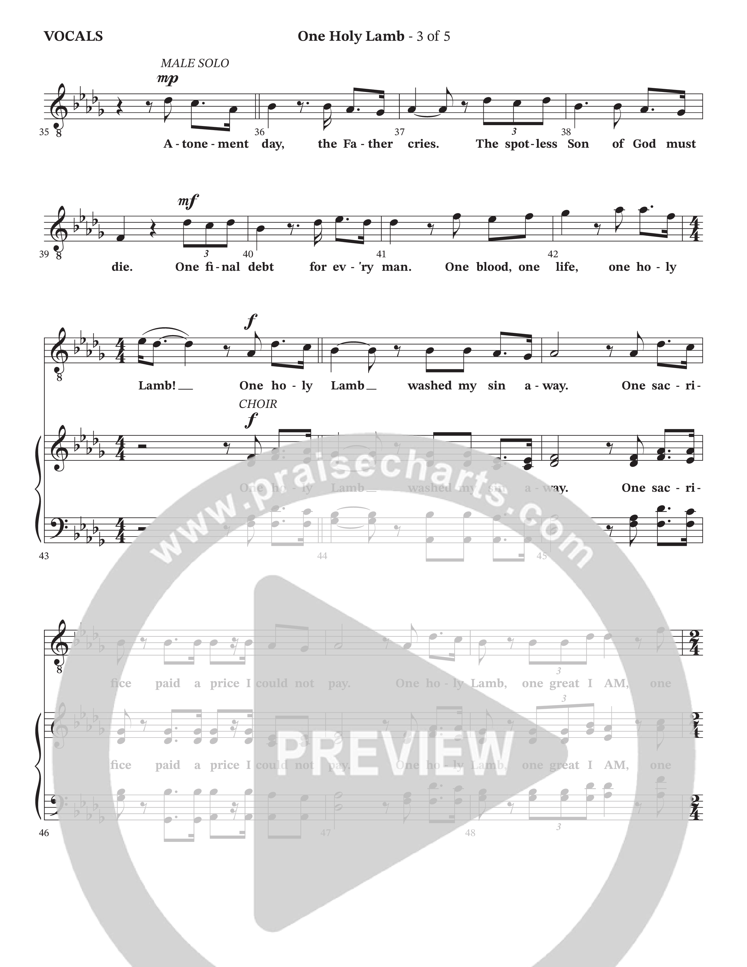 One Holy Lamb (Choral Anthem SATB) Choir Sheet (Arr. Bradley Knight / Orch. Trey Ivey / Poet Voices)