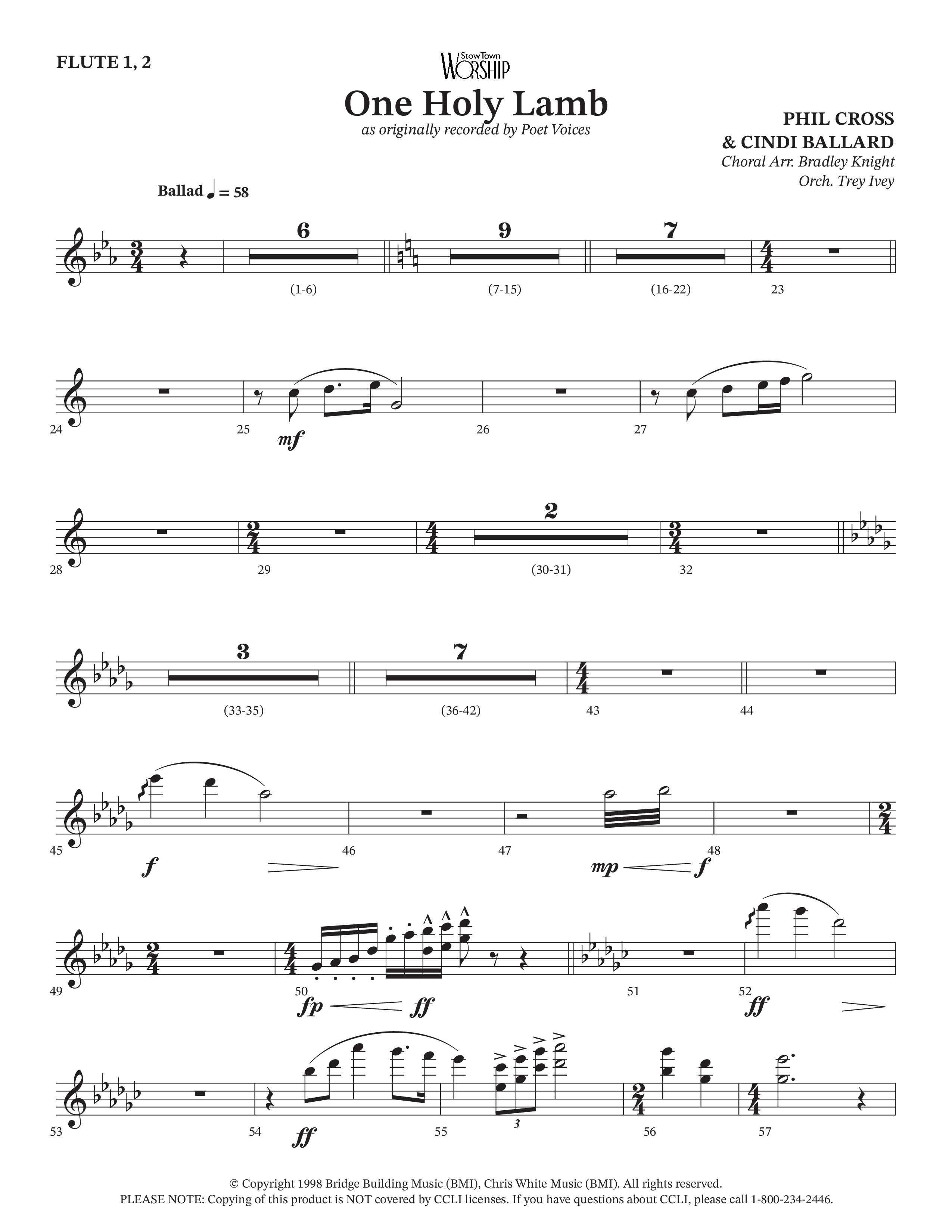 One Holy Lamb (Choral Anthem SATB) Wind Pack (Arr. Bradley Knight / Orch. Trey Ivey / Poet Voices)