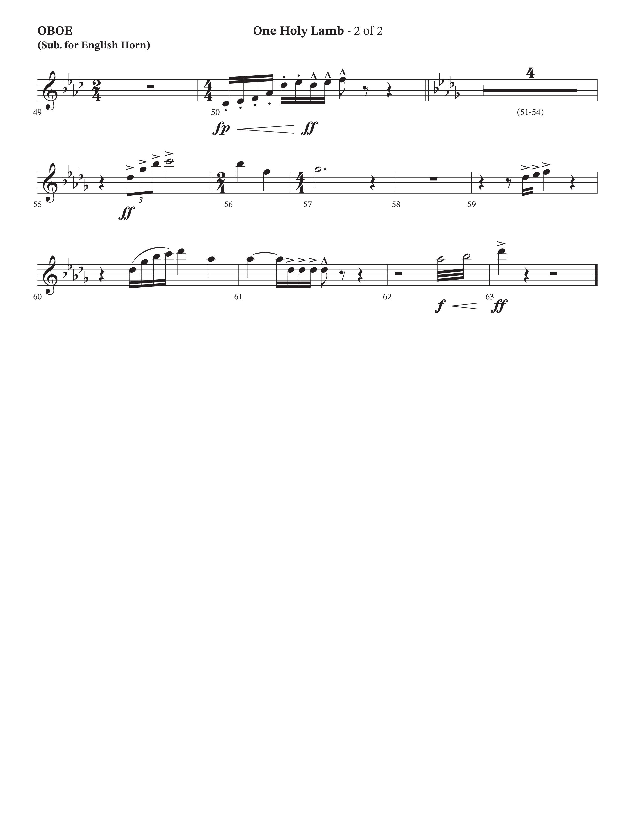 One Holy Lamb (Choral Anthem SATB) Oboe (Arr. Bradley Knight / Orch. Trey Ivey / Poet Voices)